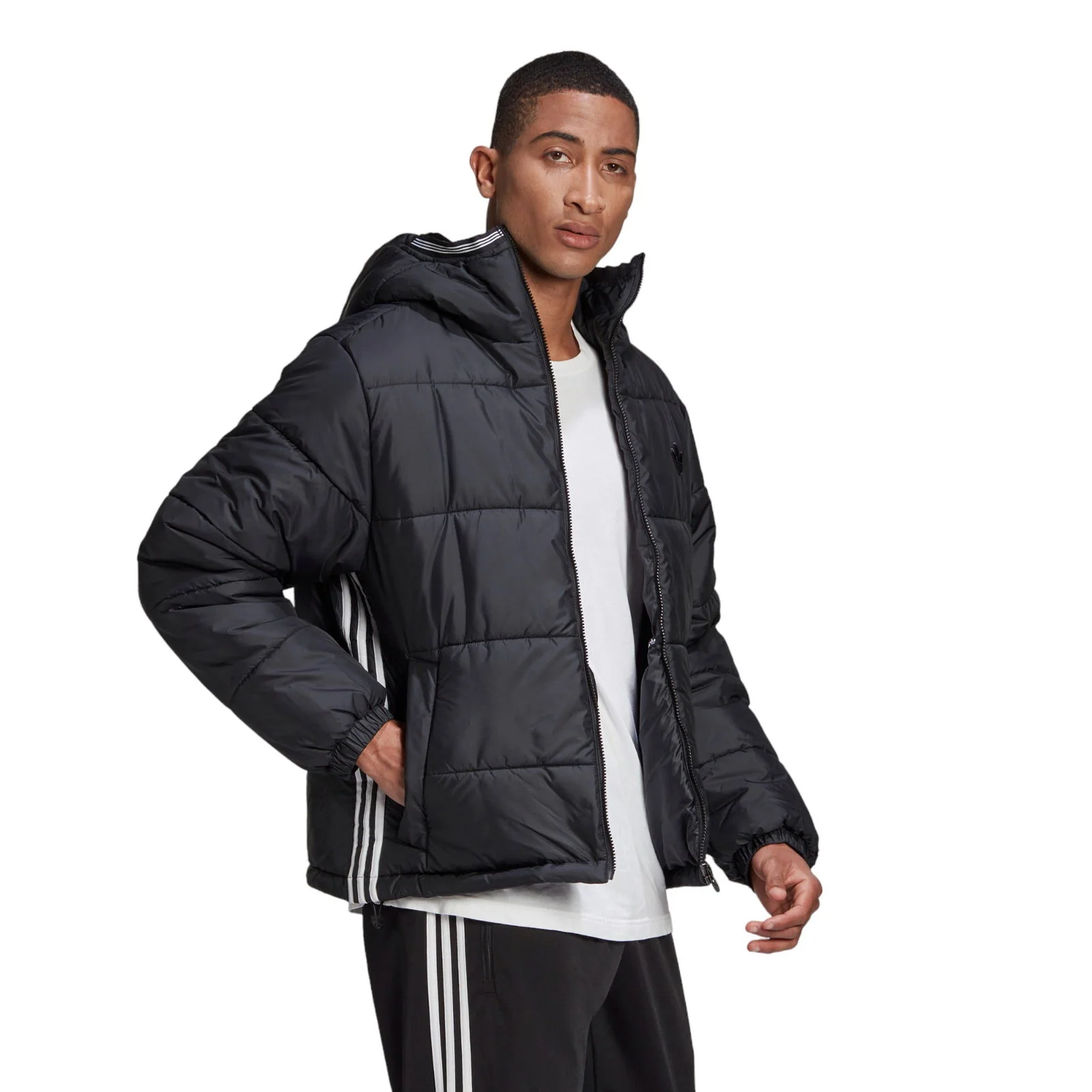 adidas Originals Padded Hooded Puffer Jacket - Black - Image 5