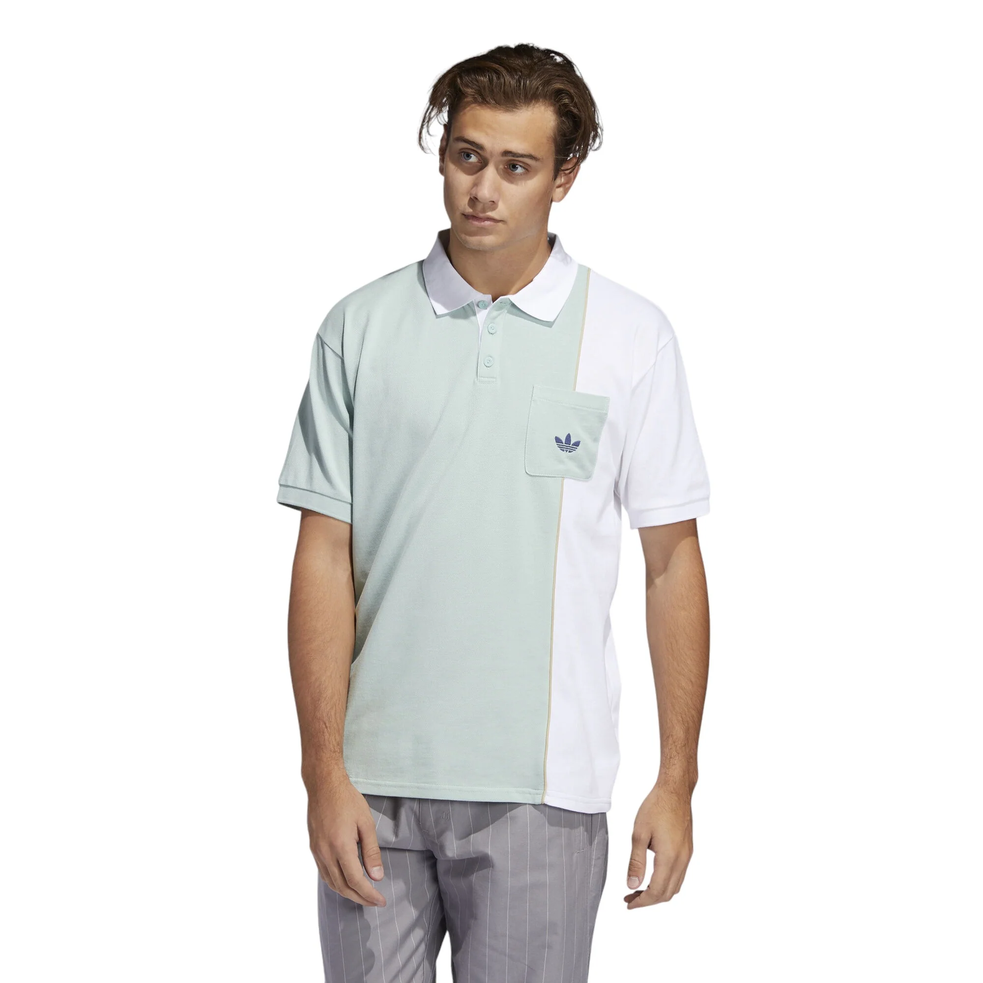 adidas Originals Piped Polo Shirt - Green/White - Image 3