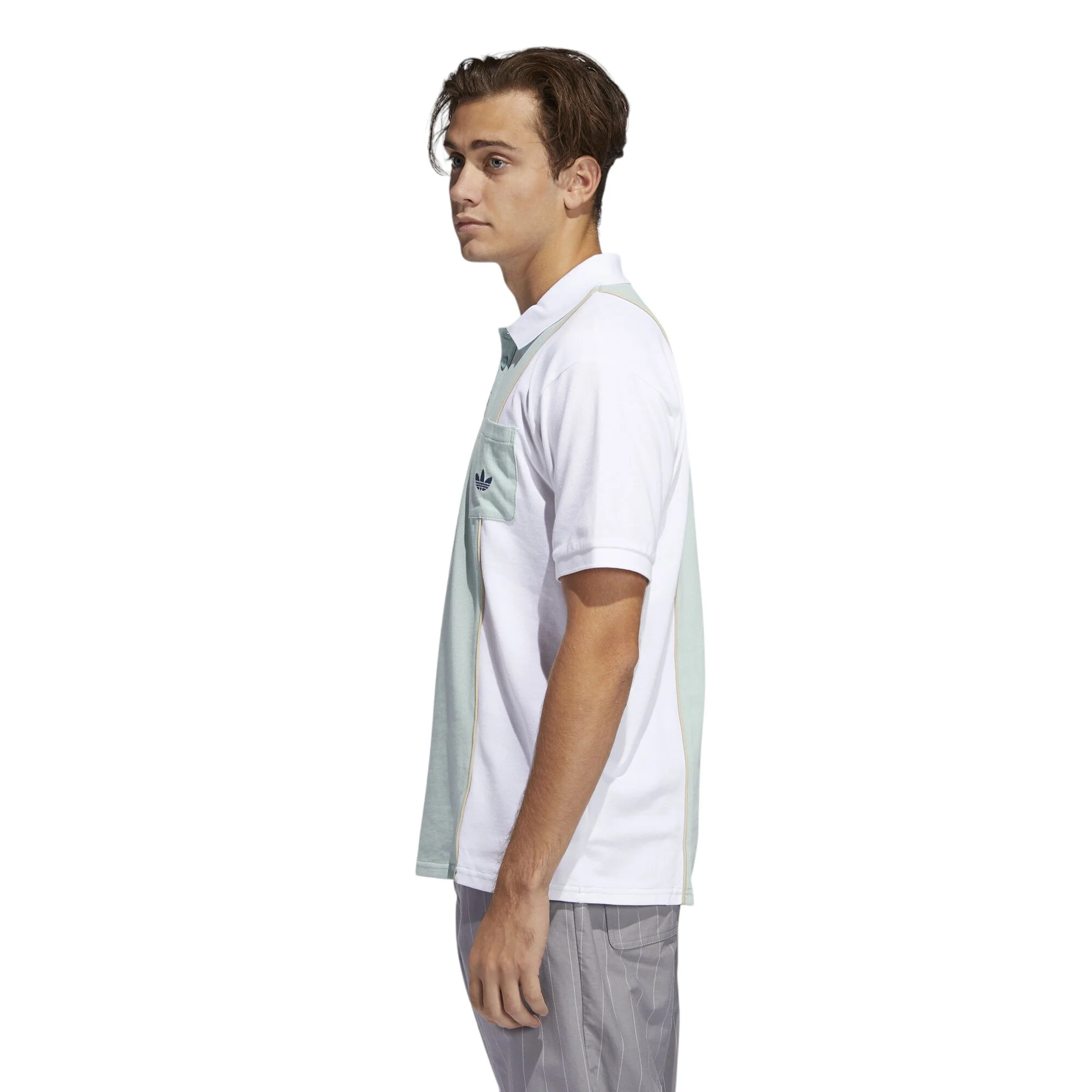adidas Originals Piped Polo Shirt - Green/White - Image 4