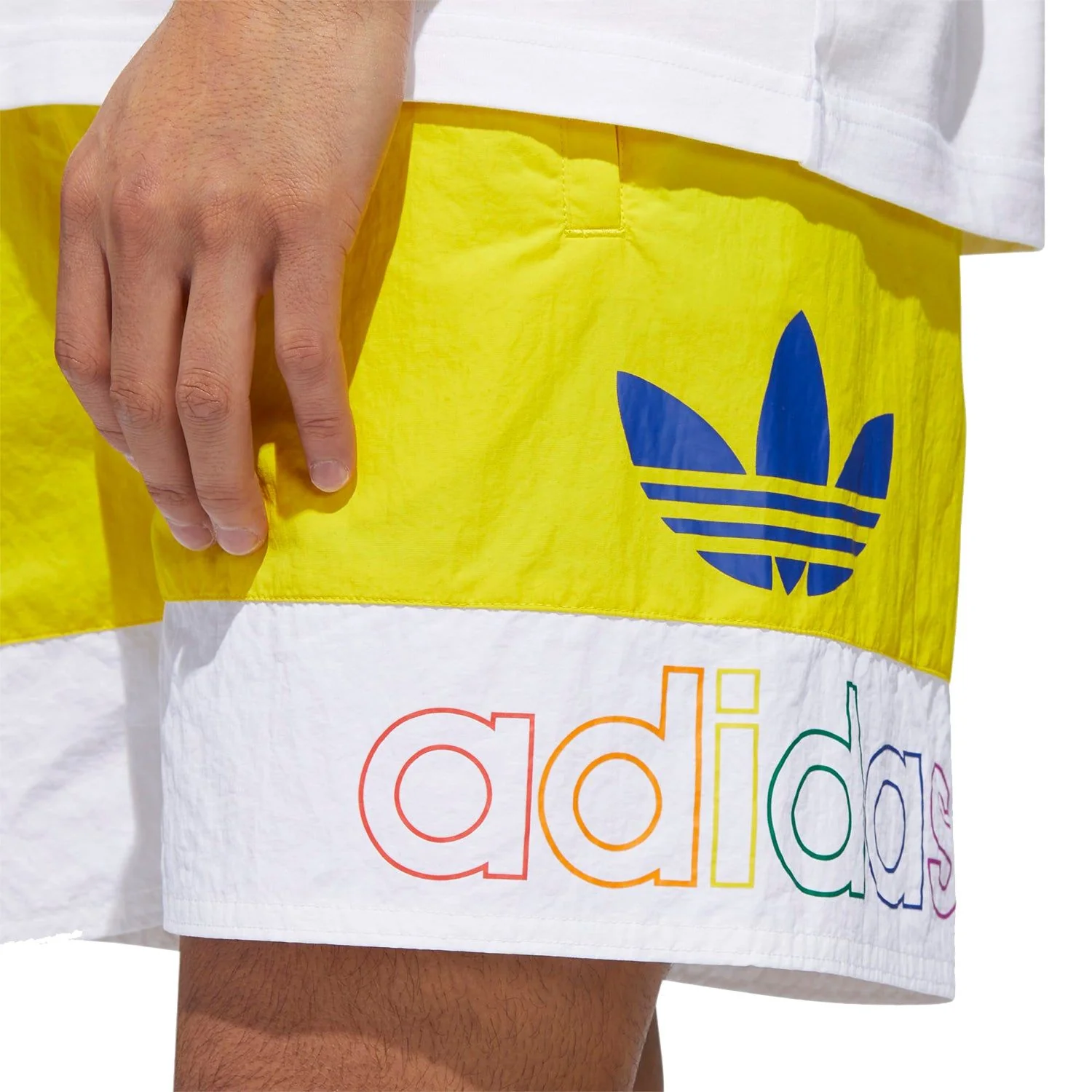 adidas Originals Pride Freestyle Woven Shorts - Yellow - Image 3