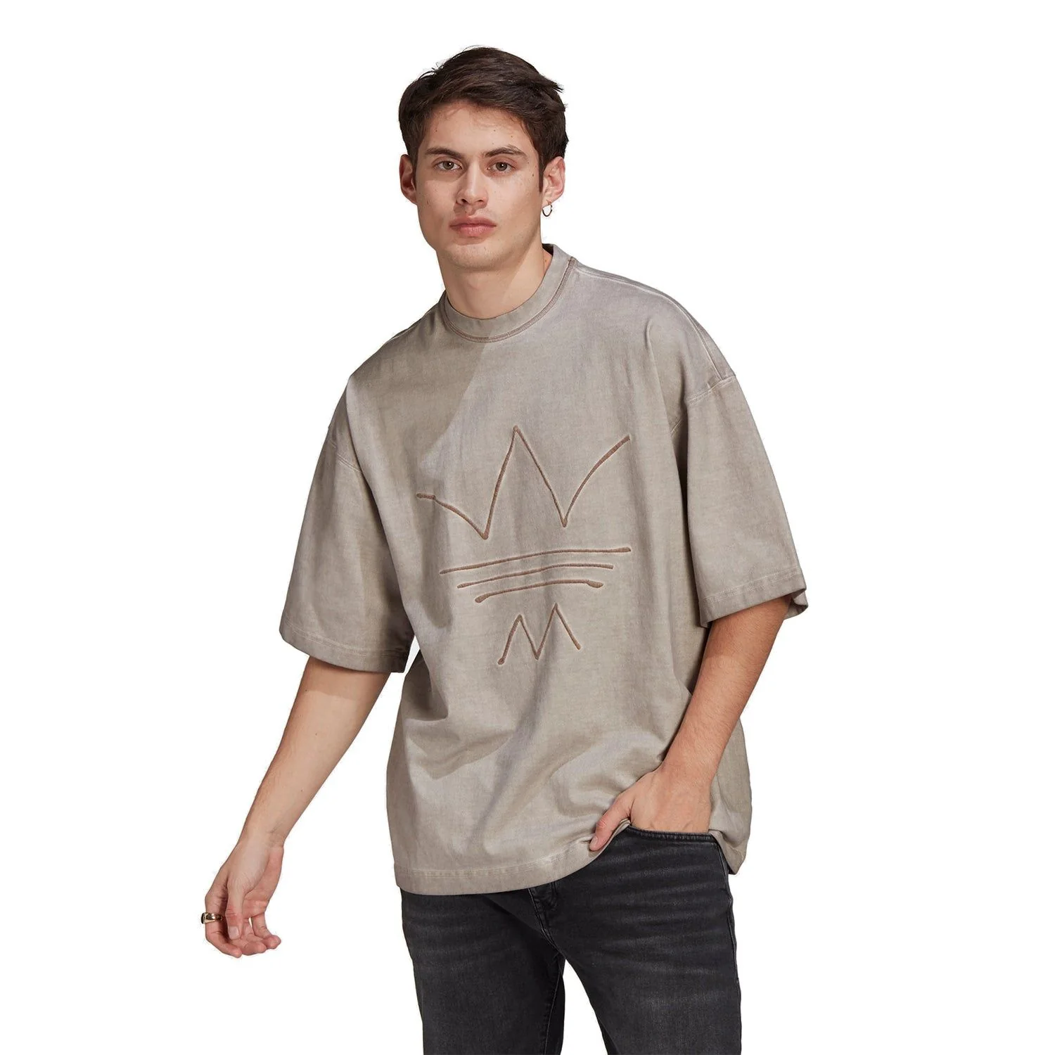 adidas Originals R.Y.V. Oversize Abstract Trefoil T-Shirt - Beige - Image 2