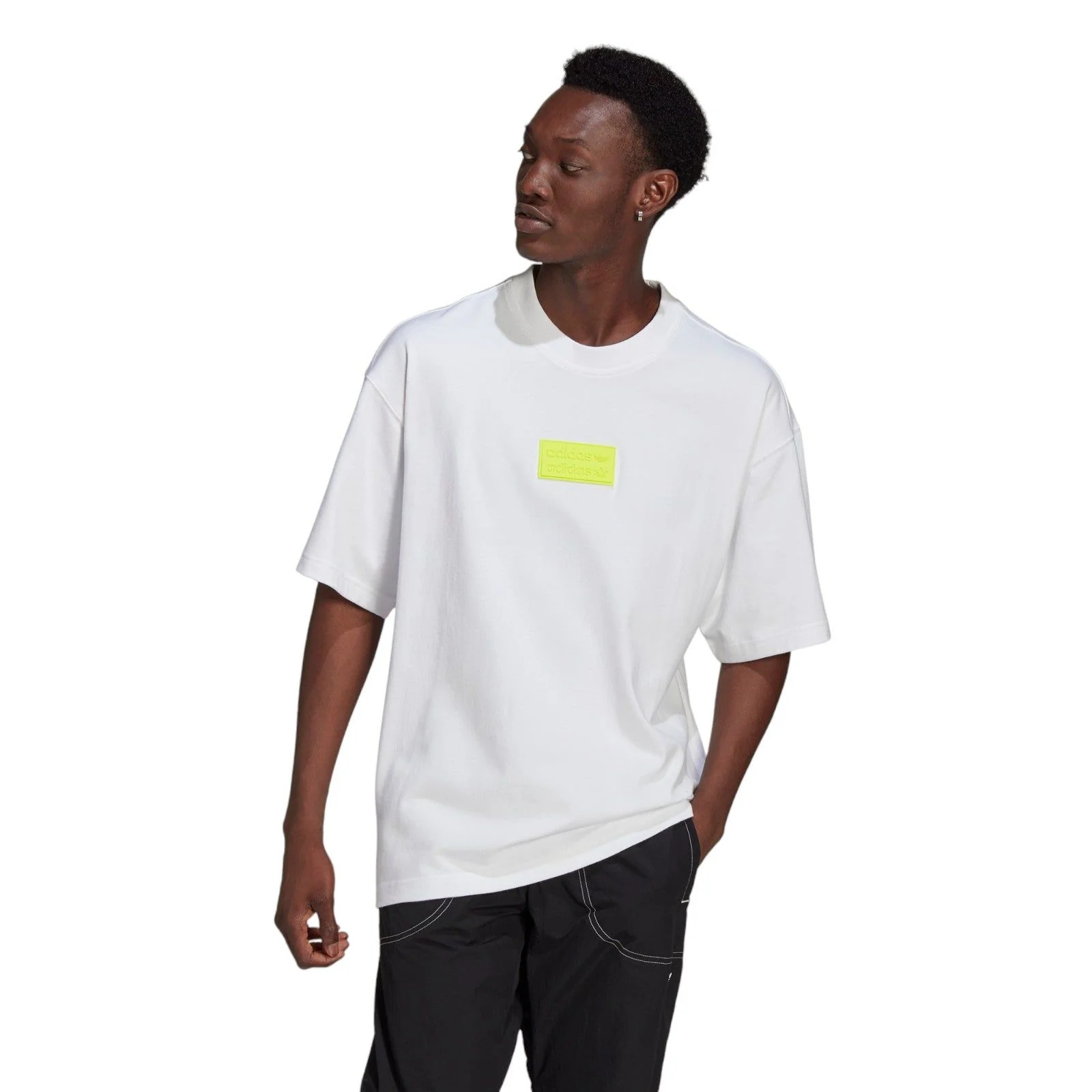 adidas Originals R.Y.V. Oversize Silicone Badge Tee - White / Solar Yellow - Image 2
