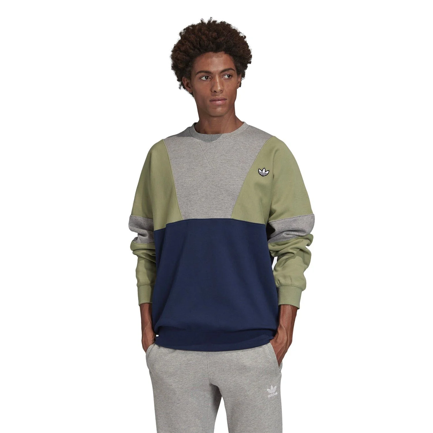 adidas Originals Samstag Crew Sweatshirt - Navy, Grey & Green - Image 3