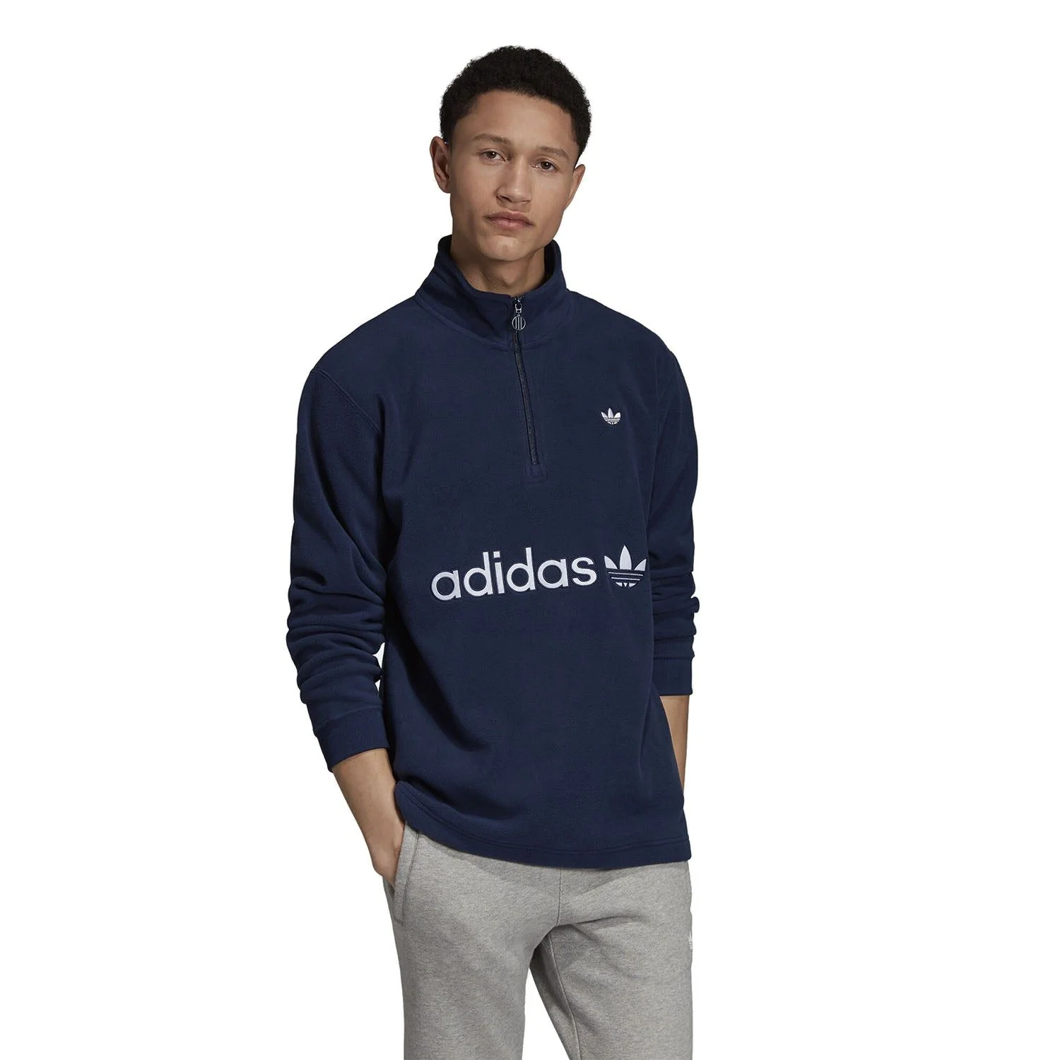 adidas Originals Samstag Half Zip Polarfleece - Night Indigo - Image 3