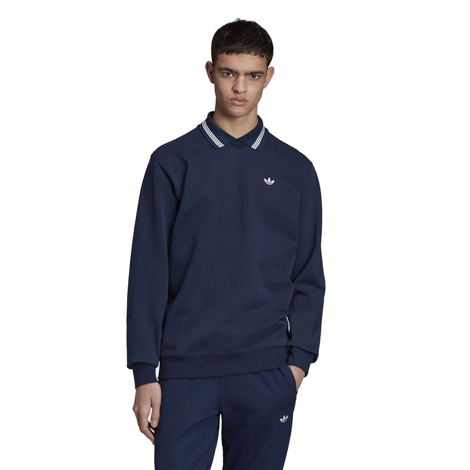 adidas Originals Samstag Polo Sweatshirt - Navy - Image 3