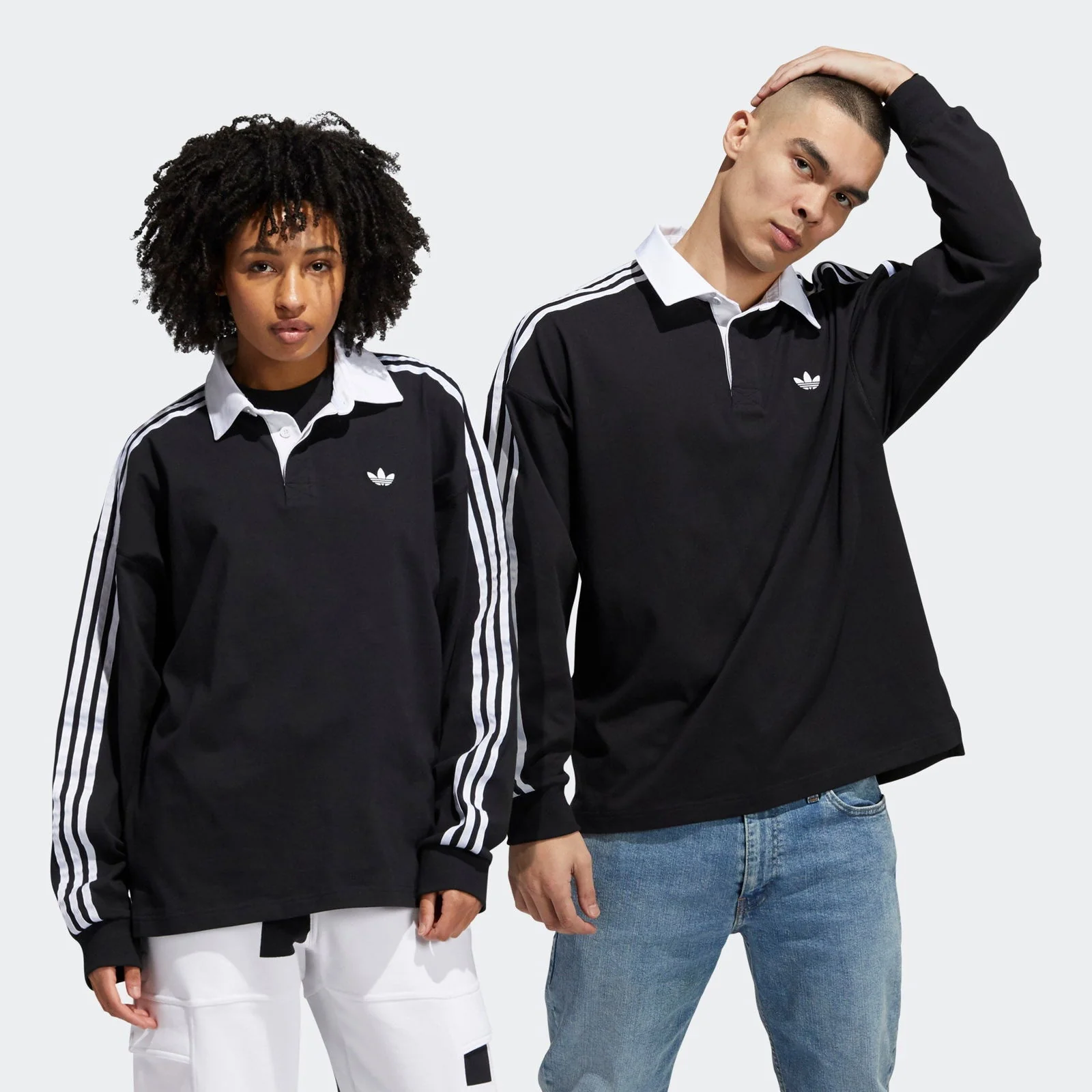 adidas Originals Solid Rugby Jersey - Black - Image 7