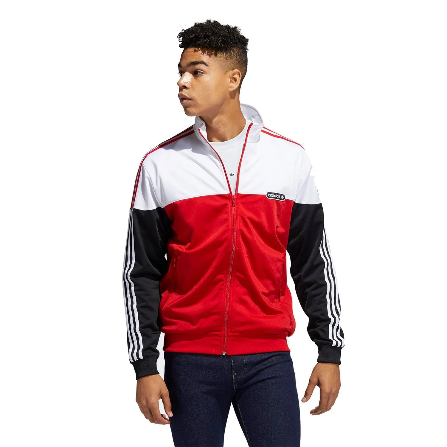 adidas Originals Split Firebird Track Top - Red/White - Image 2