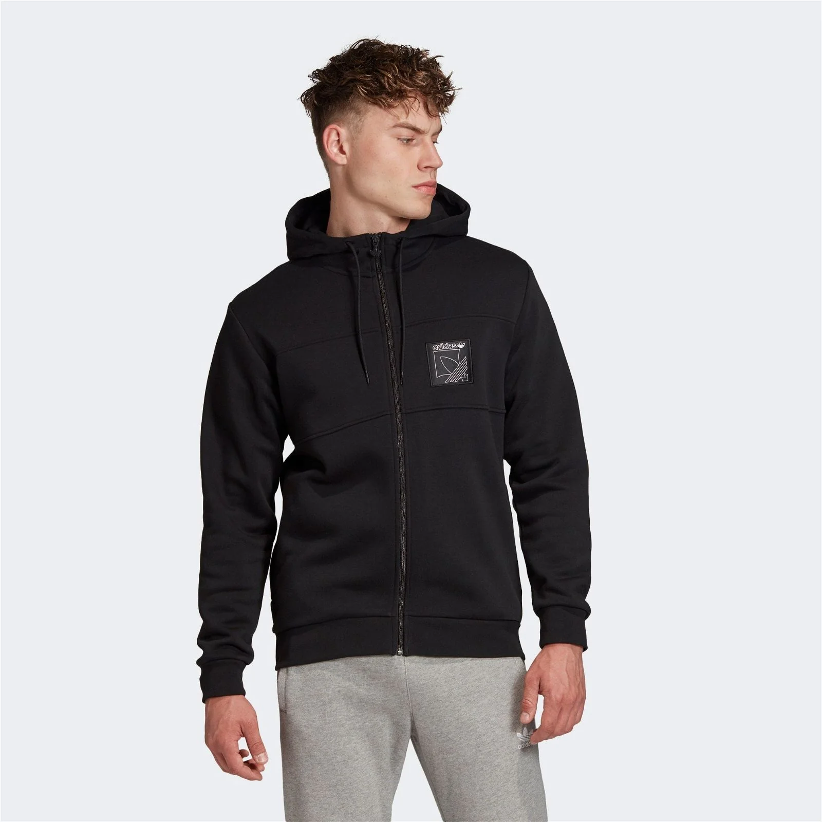 adidas Originals Sport Icon Full Zip Hoodie - Black - Image 3