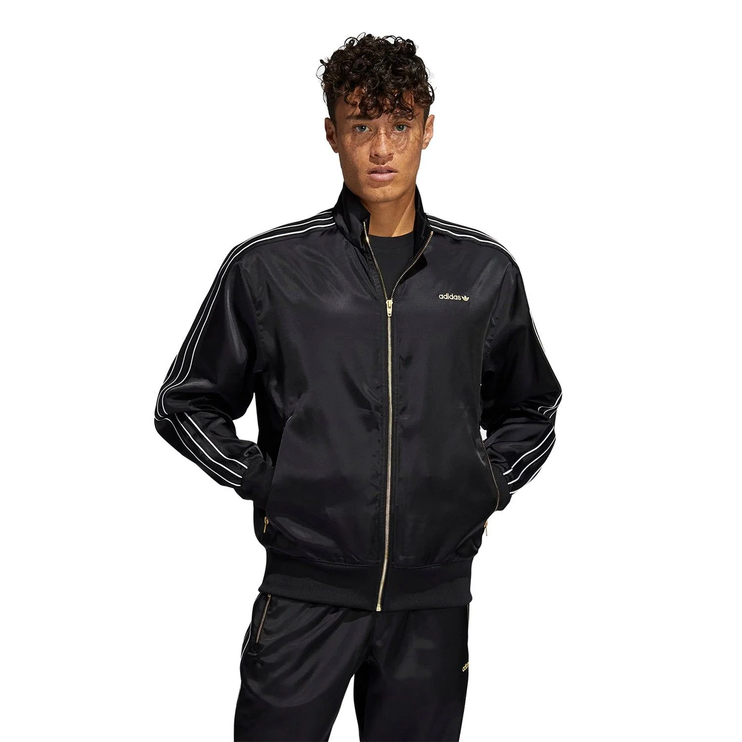 adidas Originals SPRT Firebird Satin Track Top - Black - Image 2