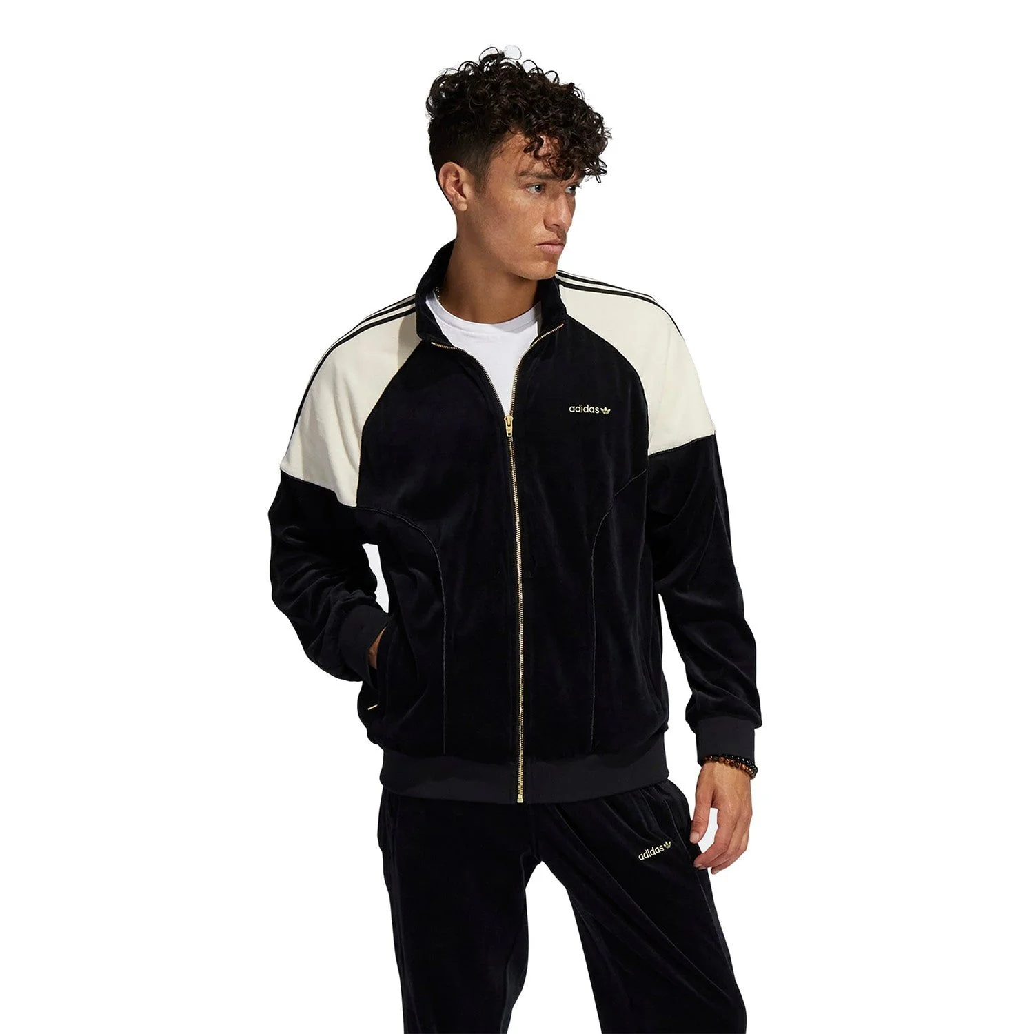 adidas Originals SPRT Firebird Velour Track Top - Black - Image 2
