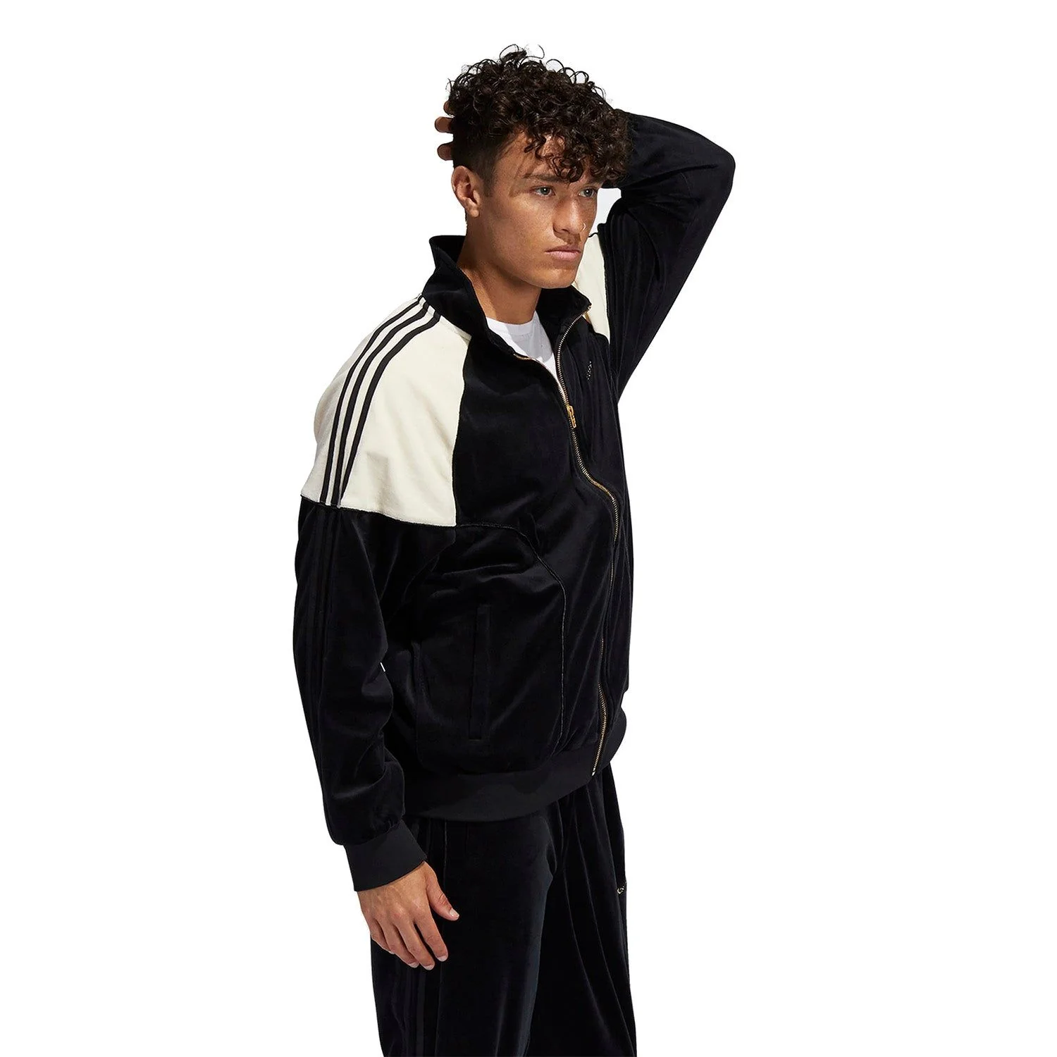 adidas Originals SPRT Firebird Velour Track Top - Black - Image 6