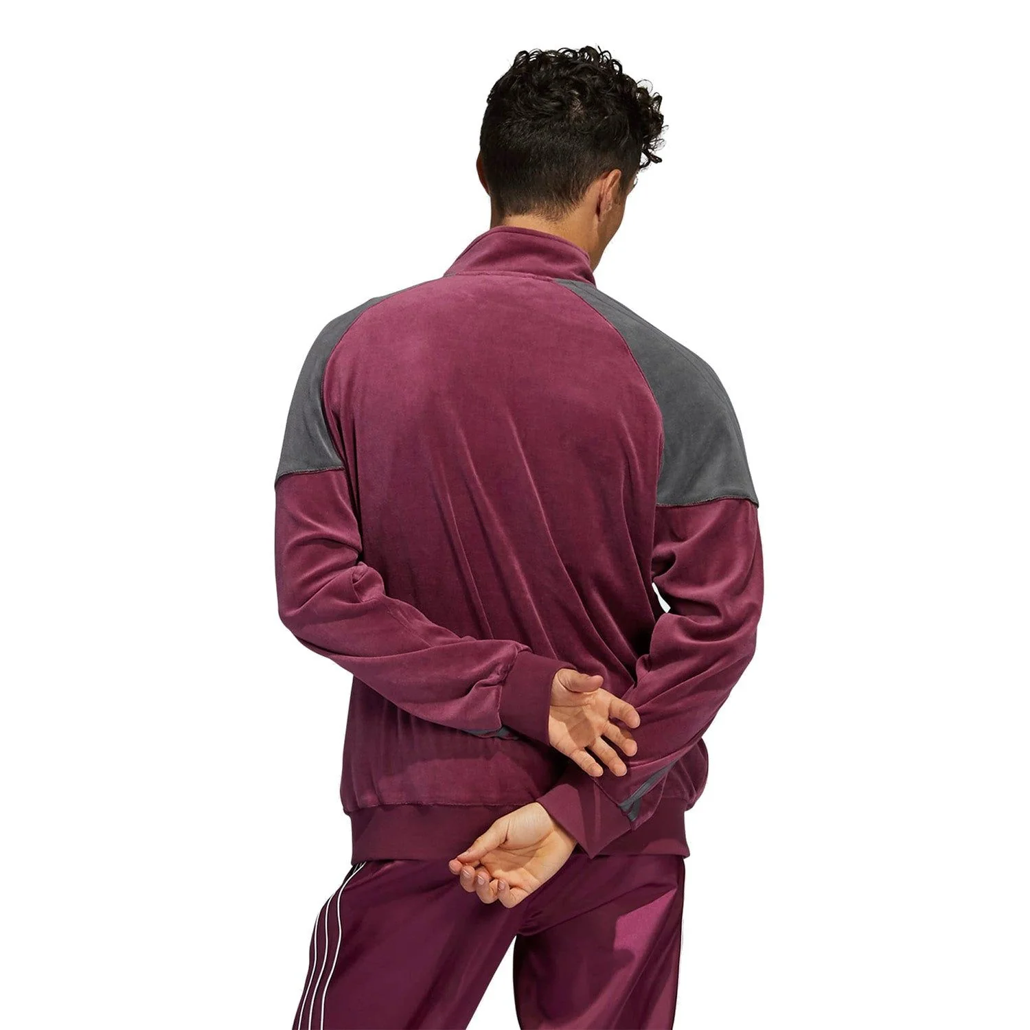 adidas Originals SPRT Firebird Velour Track Top - Burgundy - Image 3