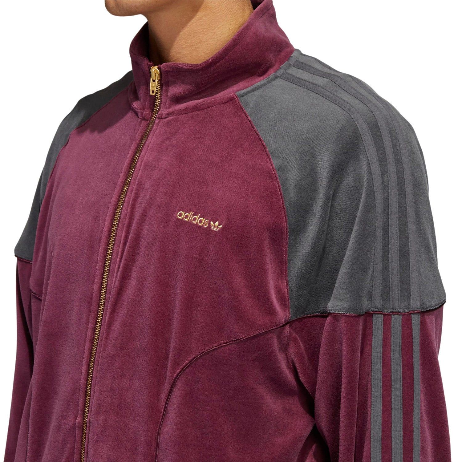 adidas Originals SPRT Firebird Velour Track Top - Burgundy - Image 4