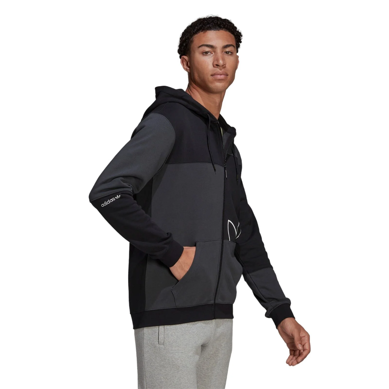 adidas Originals SPRT French Terry Zip Hoodie - Black / Carbon - Image 4