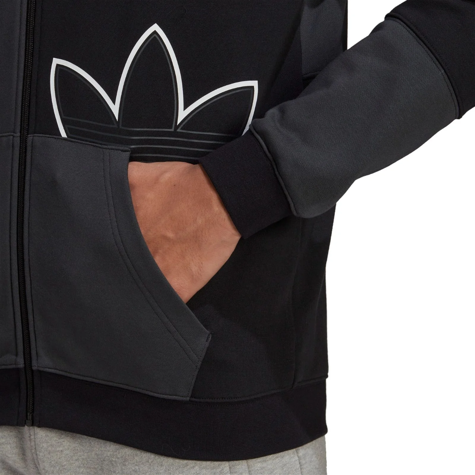 adidas Originals SPRT French Terry Zip Hoodie - Black / Carbon - Image 5