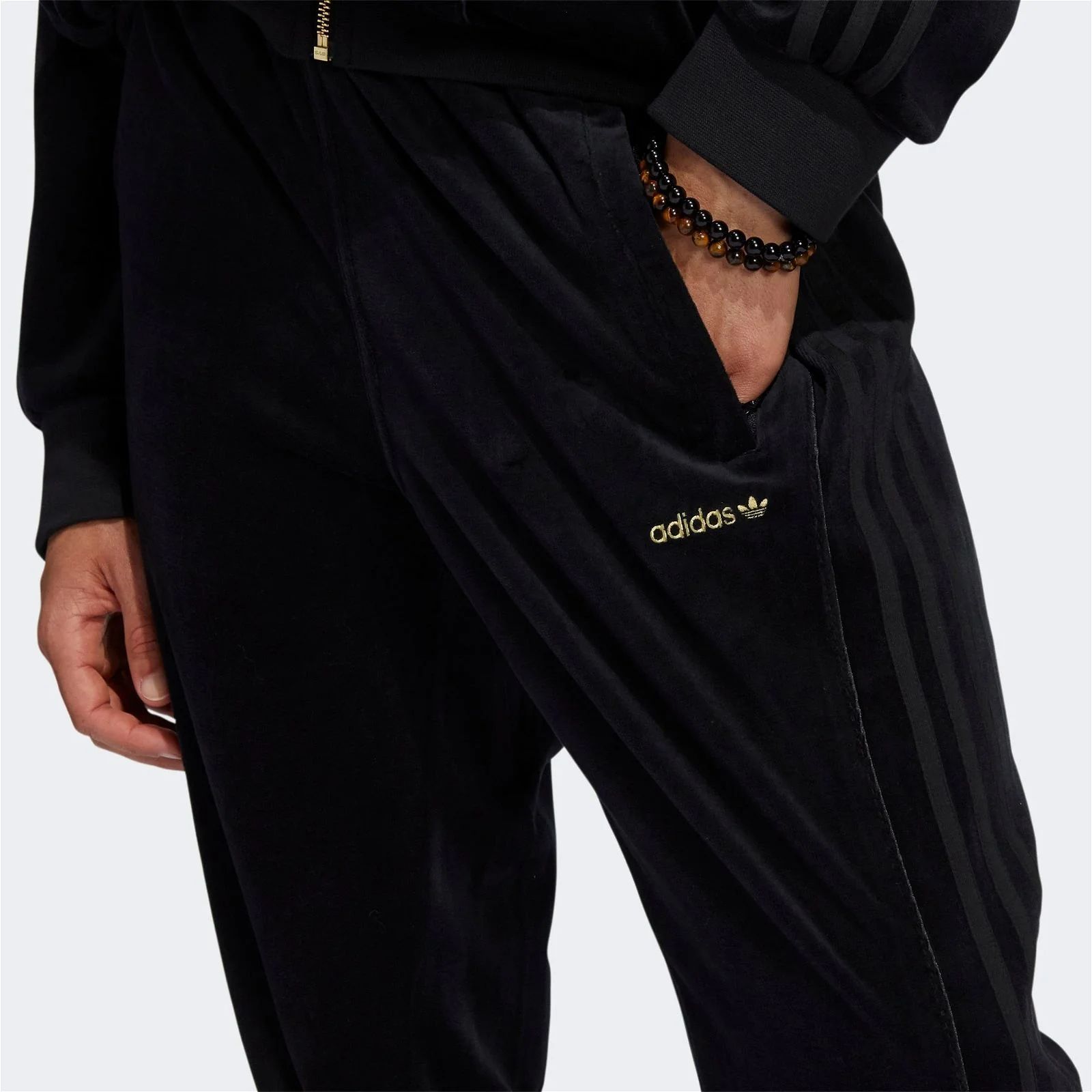 adidas Originals SPRT Velour 3-Stripes Pants - Black - Image 6