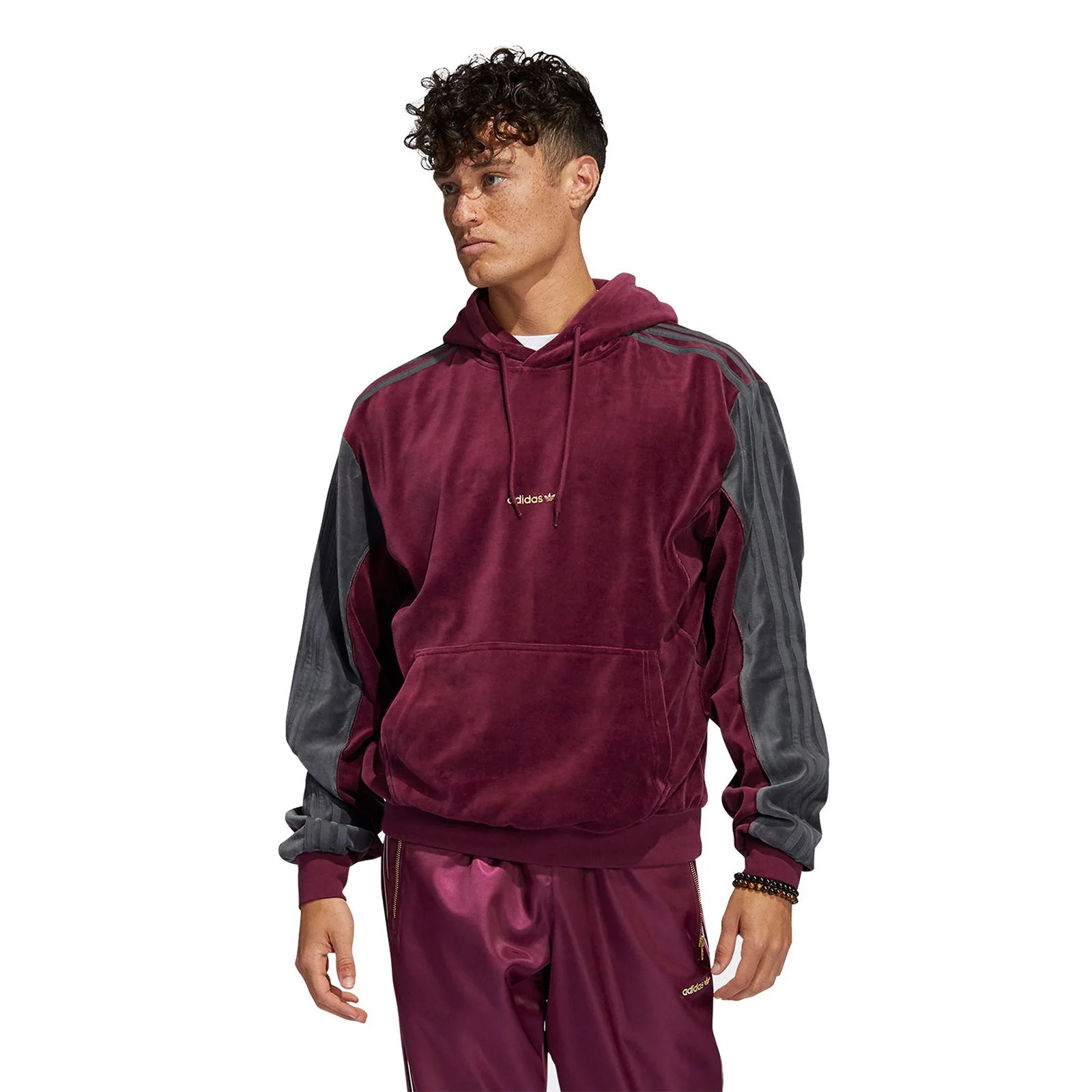 adidas Originals SPRT Velour Hoodie - Burgundy