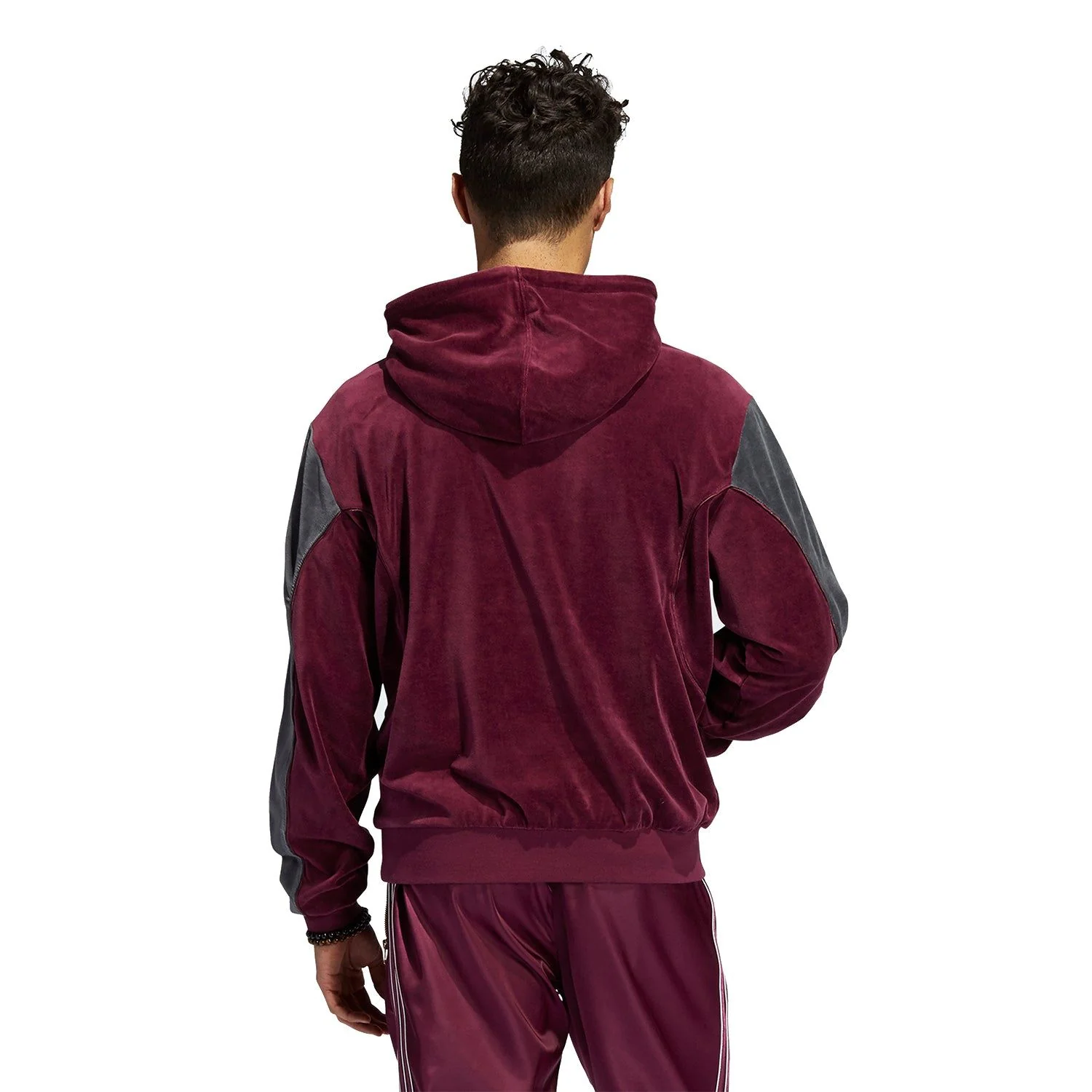 adidas Originals SPRT Velour Hoodie - Burgundy - Image 2