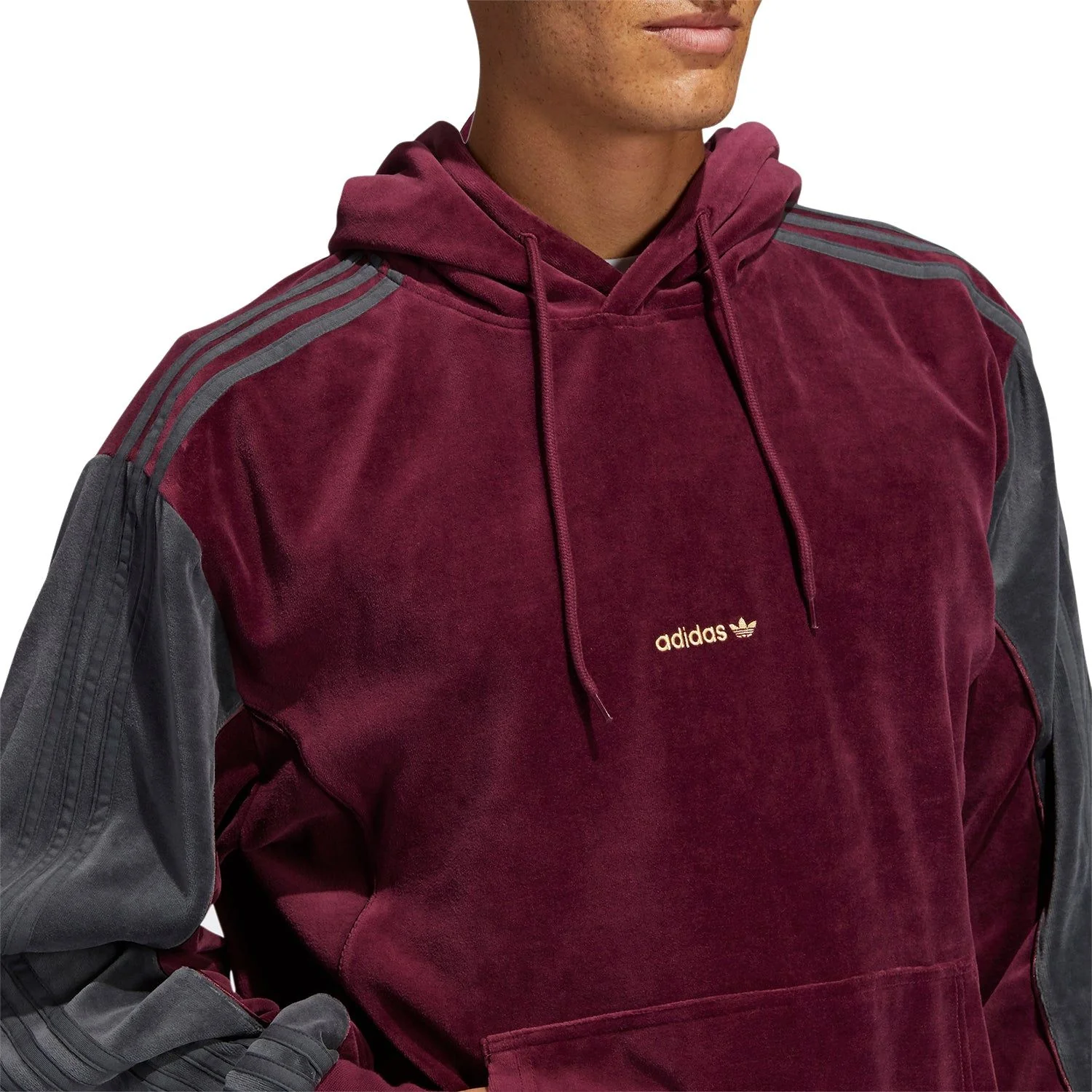 adidas Originals SPRT Velour Hoodie - Burgundy - Image 4