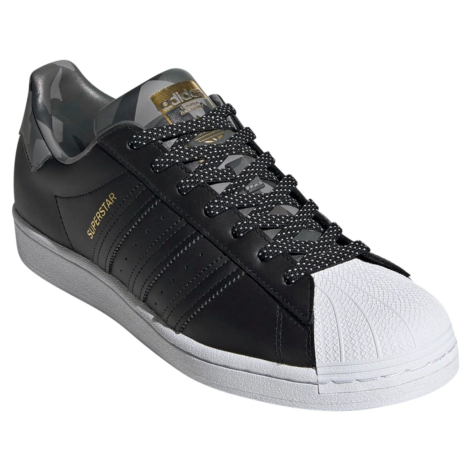 adidas Originals Superstar Shoes - Black / Grey Camo - Image 2