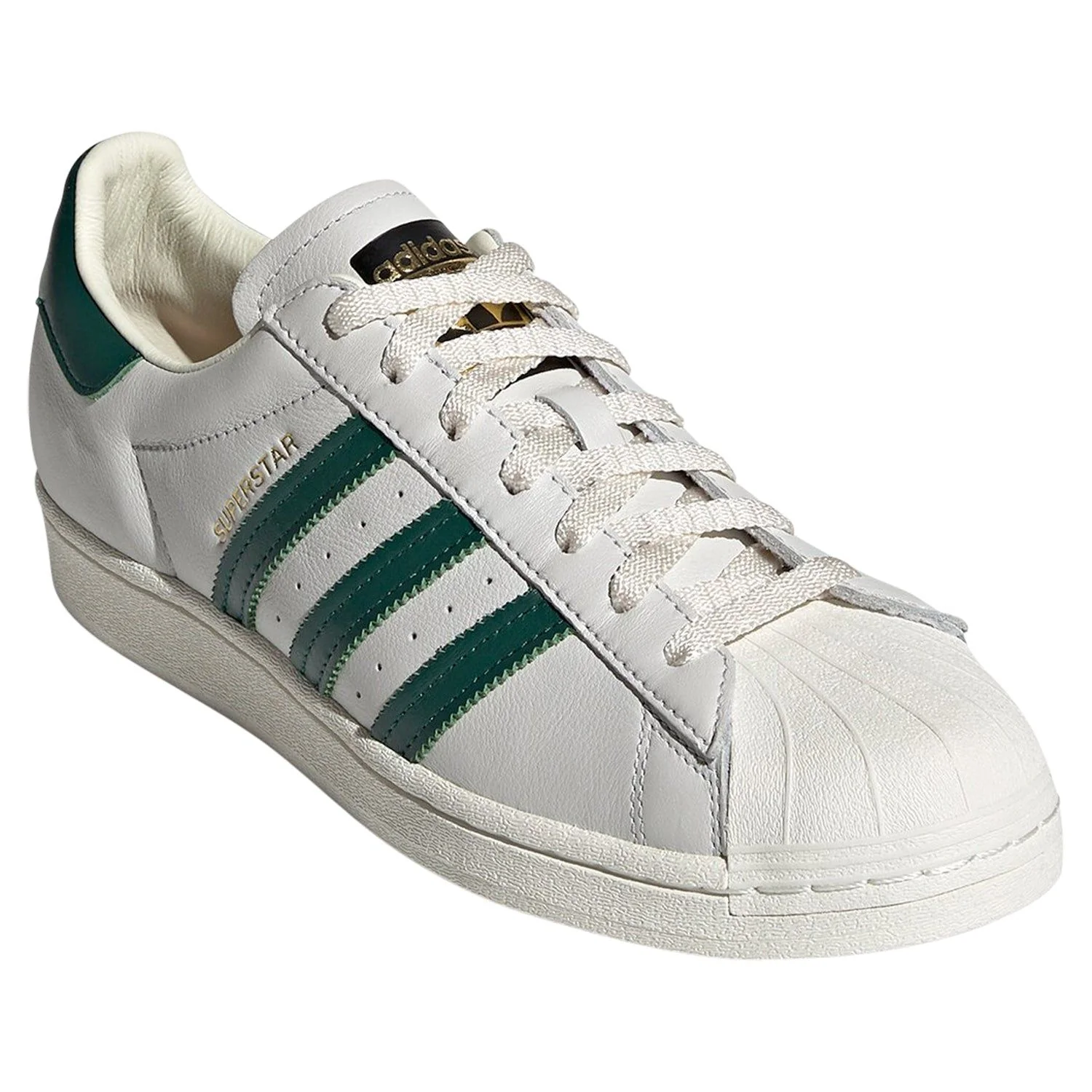 adidas Originals Superstar Trainers - Off White / Collegiate Green - Image 2