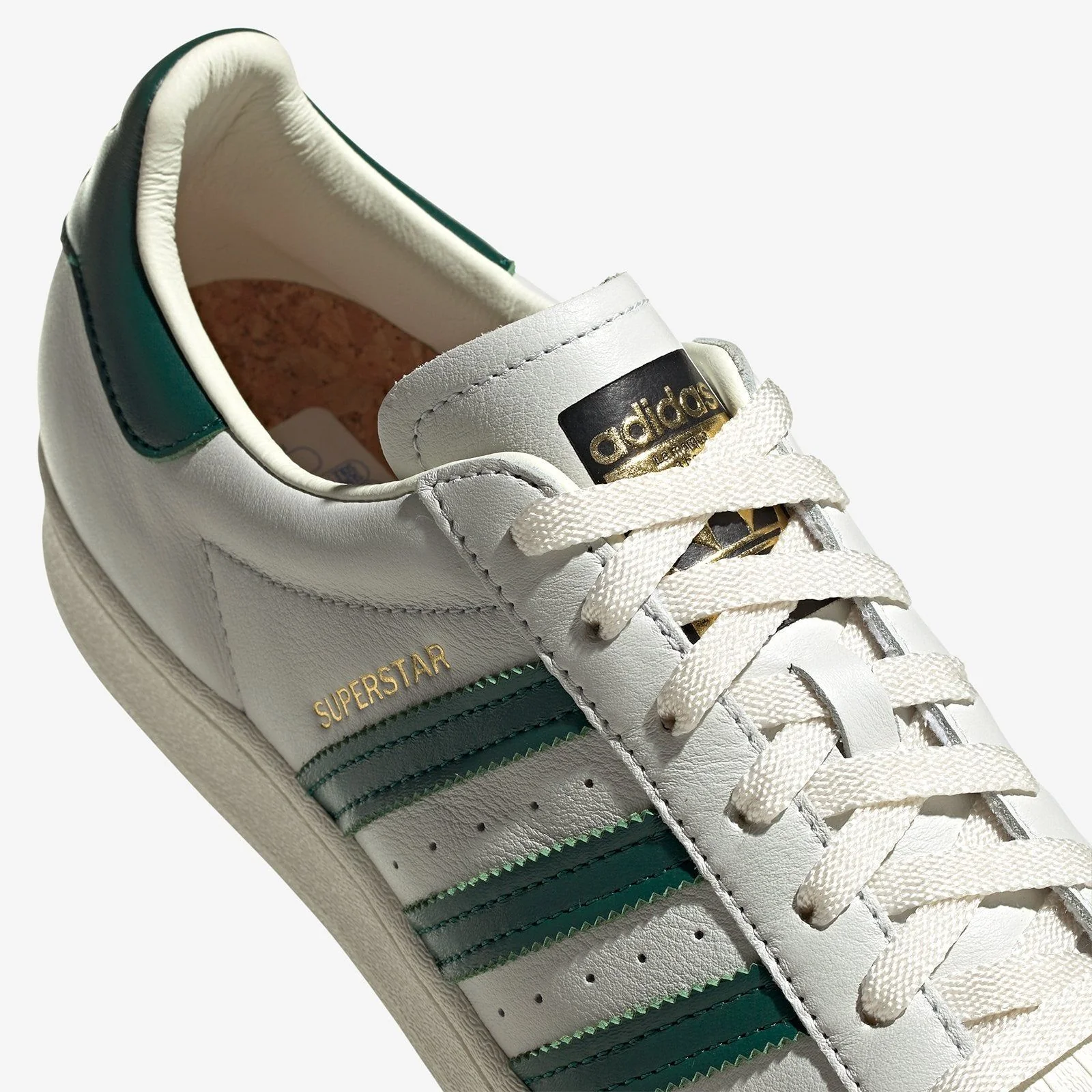 adidas Originals Superstar Trainers - Off White / Collegiate Green - Image 5