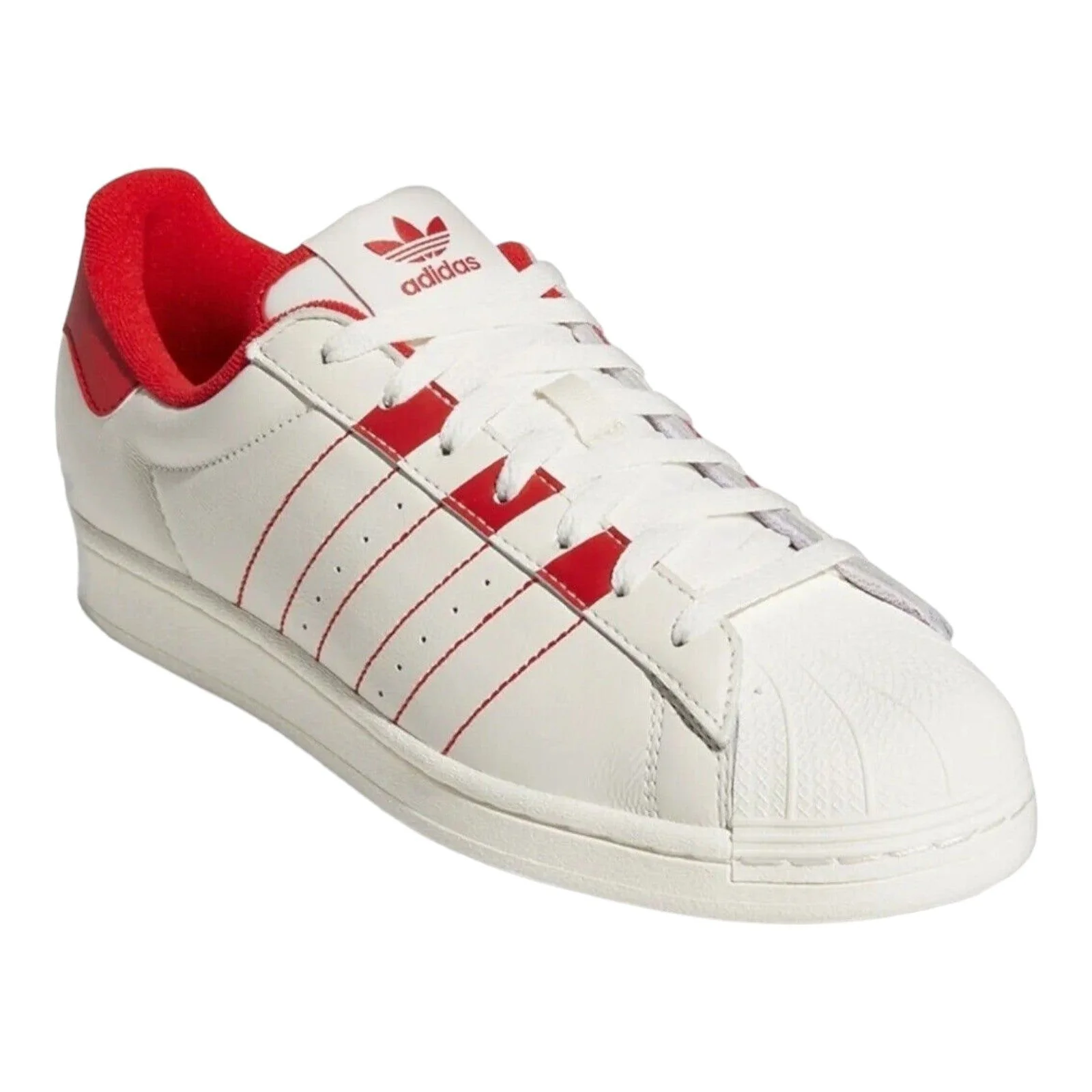 adidas Originals Superstar Trainers - White Vivid Red - Image 2