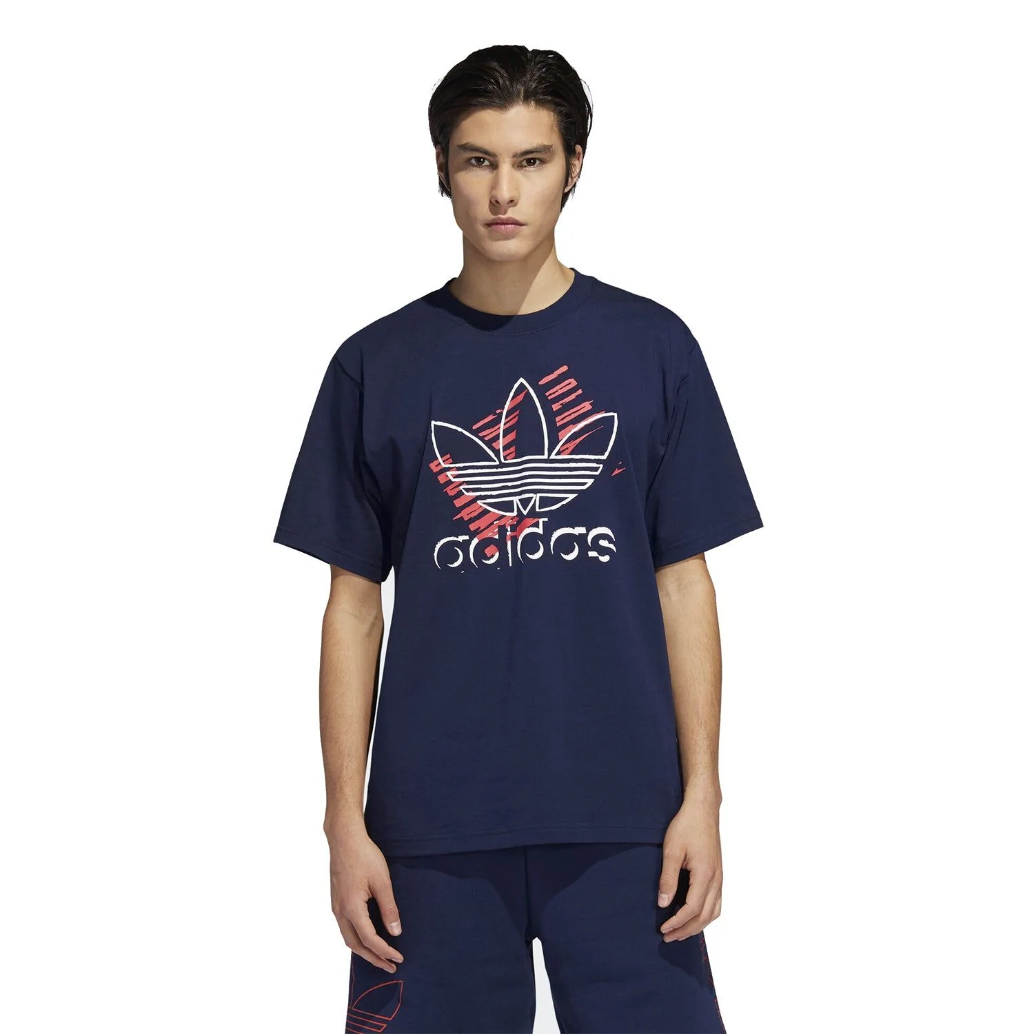 adidas Originals Trefoil Art T-Shirt - Navy - Image 3