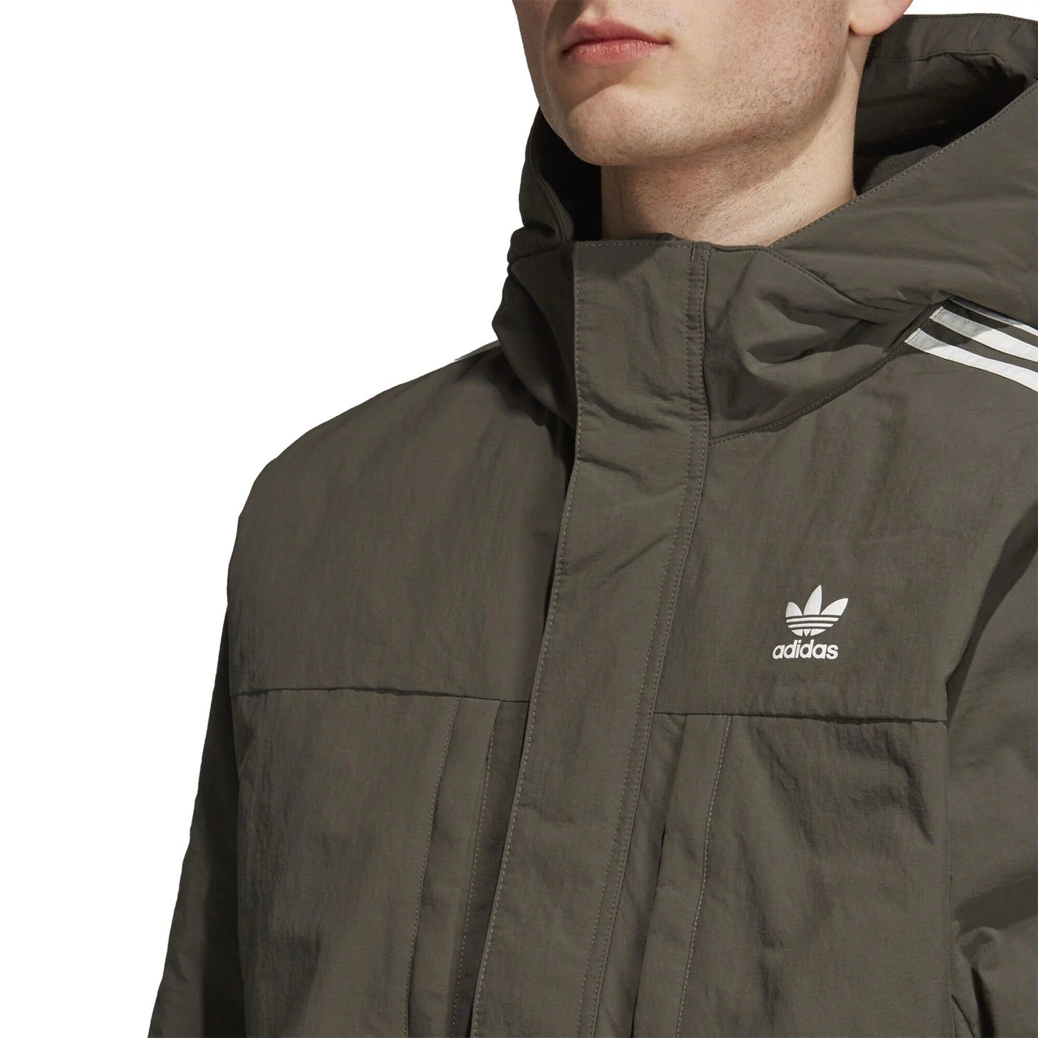 adidas Originals Trefoil Down Parka Jacket - Green - Image 4
