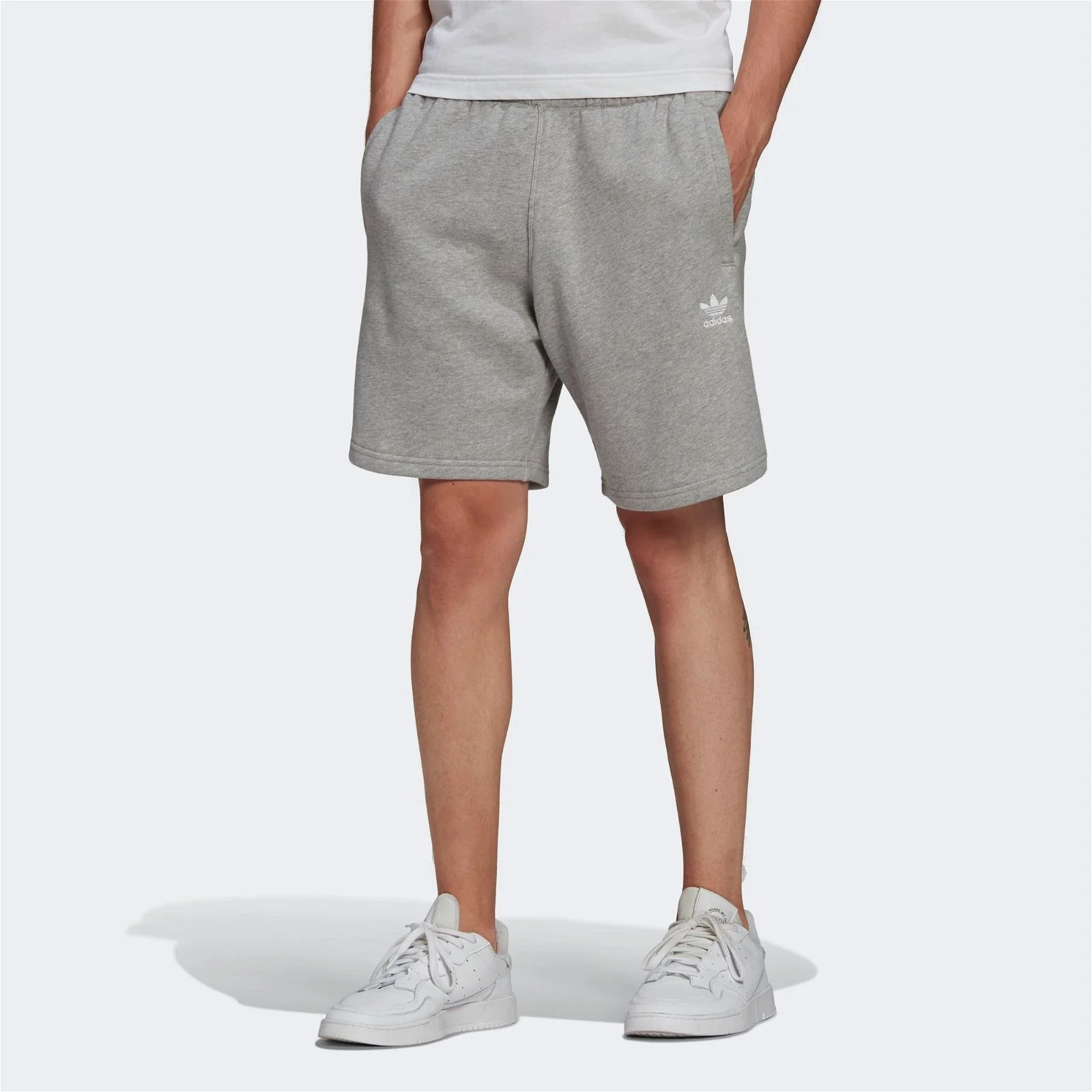 adidas Originals Trefoil Essentials Fleece Shorts - Grey - Image 3