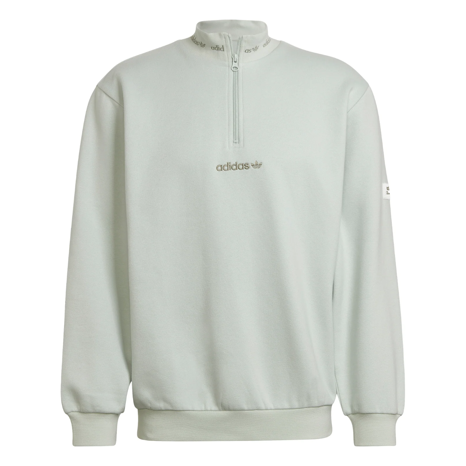adidas Originals Trefoil Linear Quarter Zip Sweatshirt - Linen Green