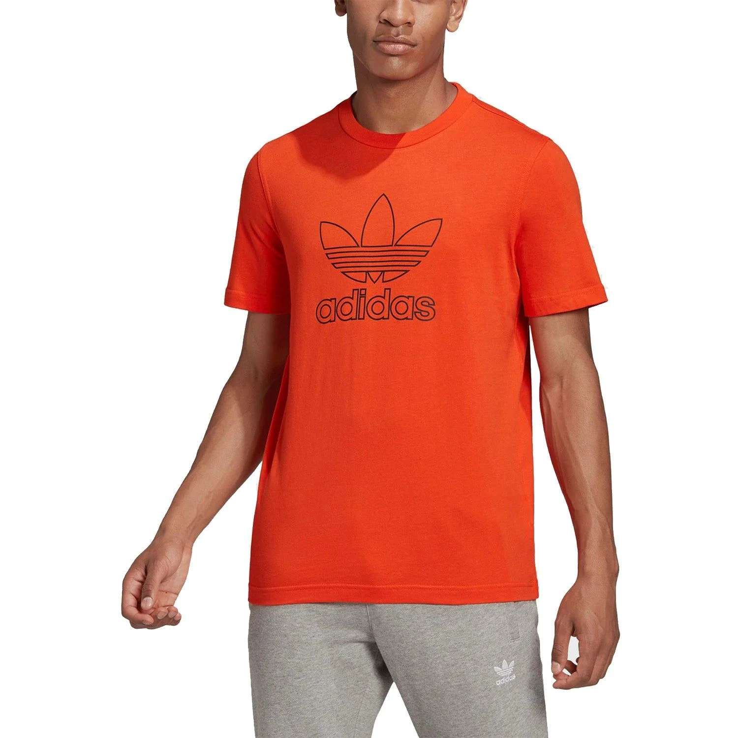 adidas Originals Trefoil Logo Outline T-Shirt - Orange - Image 2