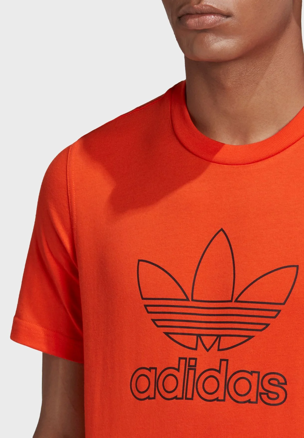 adidas Originals Trefoil Logo Outline T-Shirt - Orange - Image 3