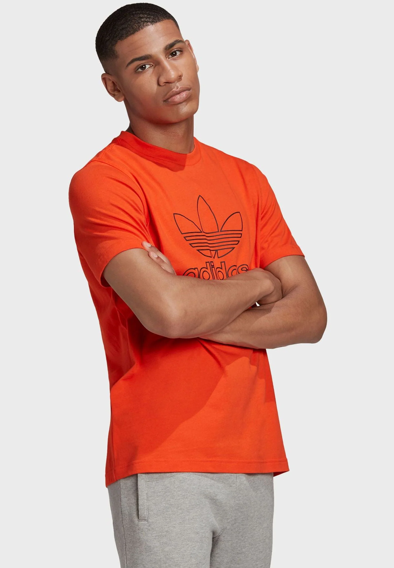 adidas Originals Trefoil Logo Outline T-Shirt - Orange - Image 4