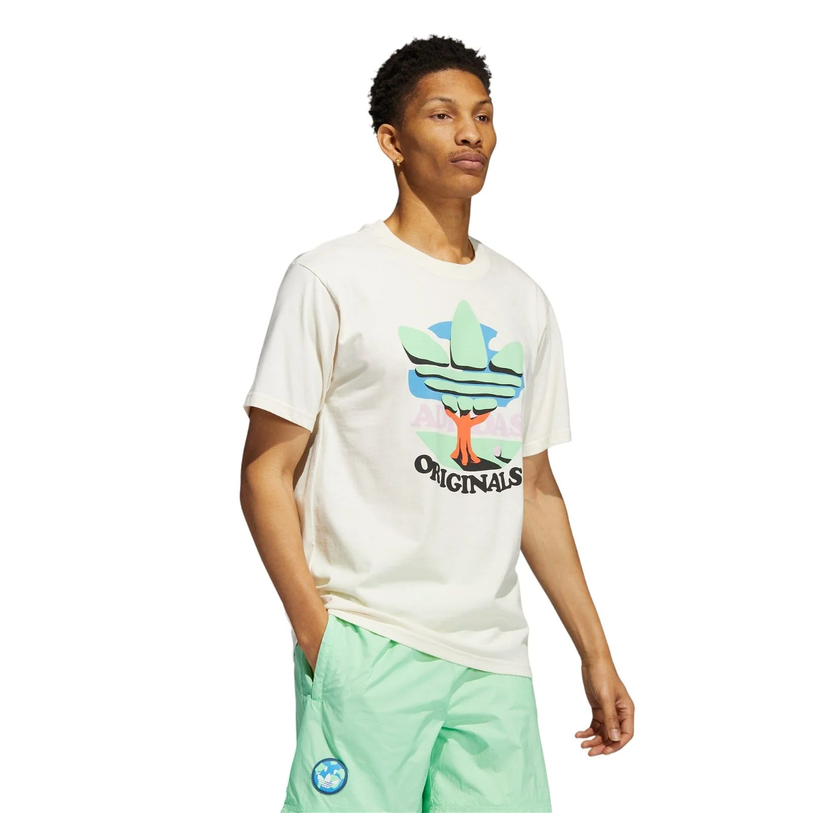 adidas Originals Trefoil Tree T-Shirt - Non Dyed White - Image 5
