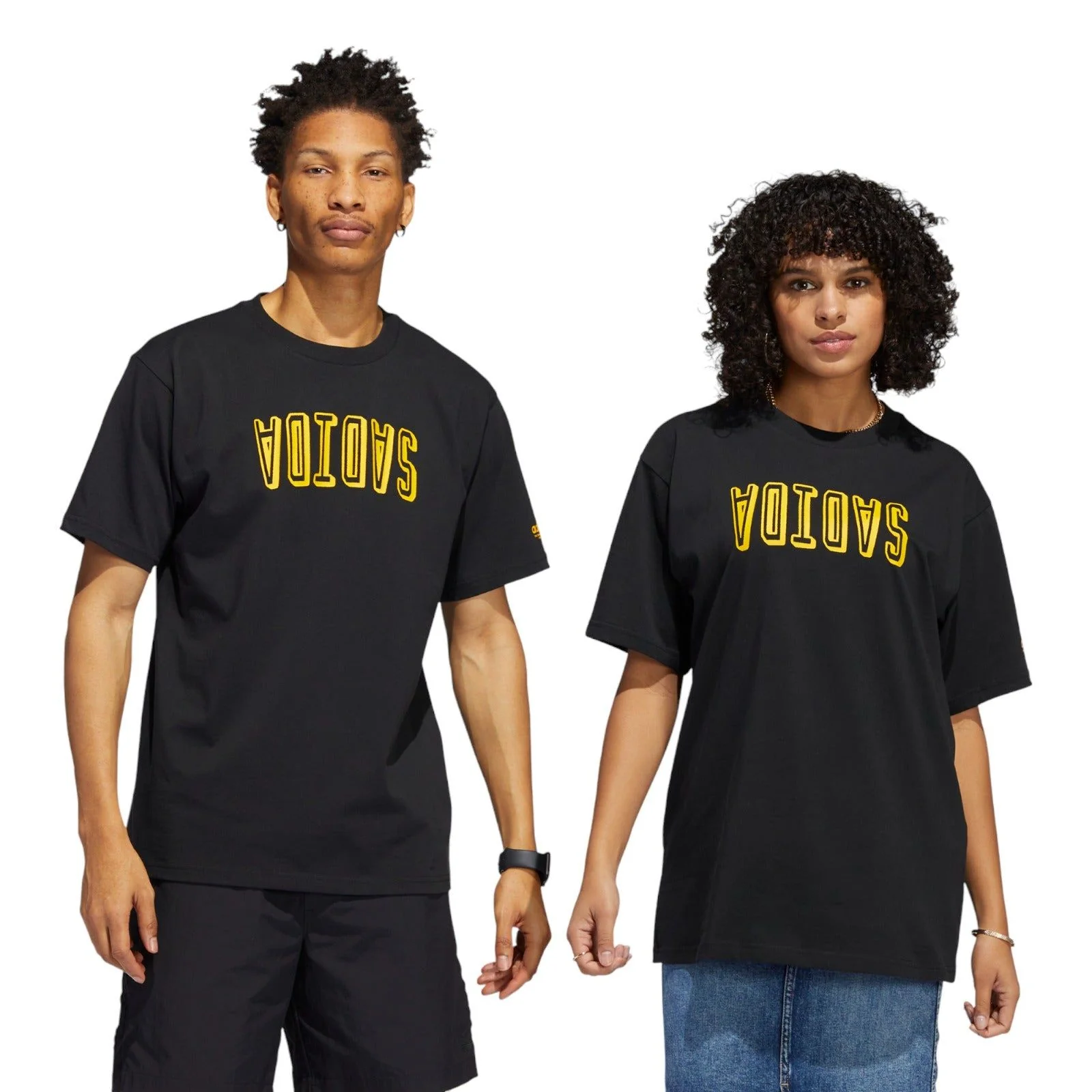 adidas Originals Unisex 4.0 Flipped Adi Skateboarding Tee - Black / Yellow - Image 2