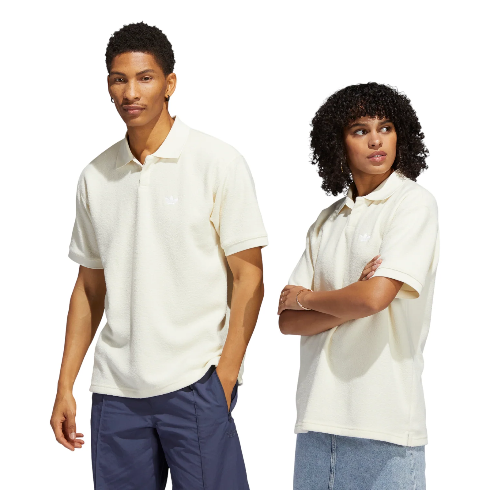 adidas Originals Unisex Tennis Polo - Cream & White - Image 2