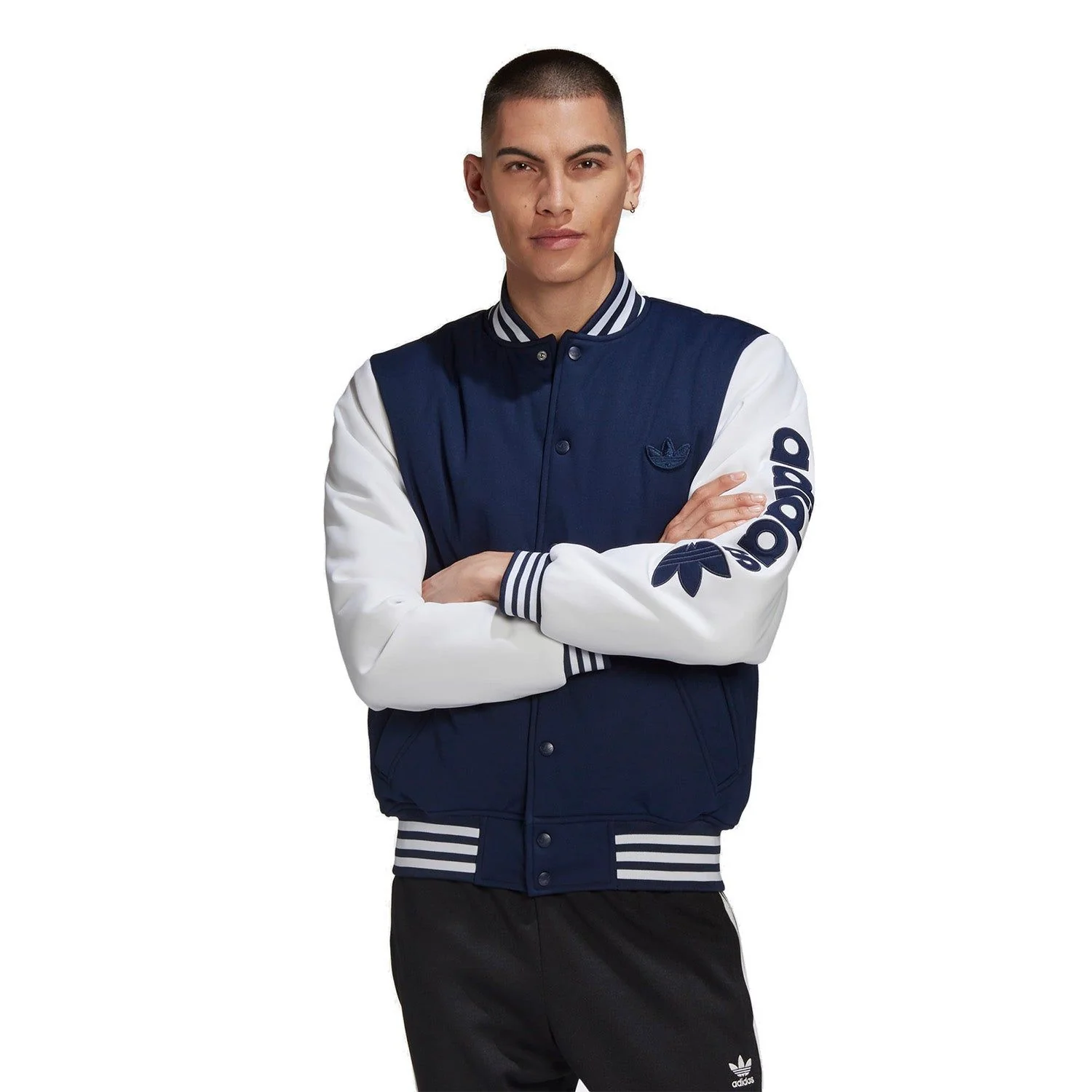adidas Originals Varsity Bomber Jacket - Navy - Image 3
