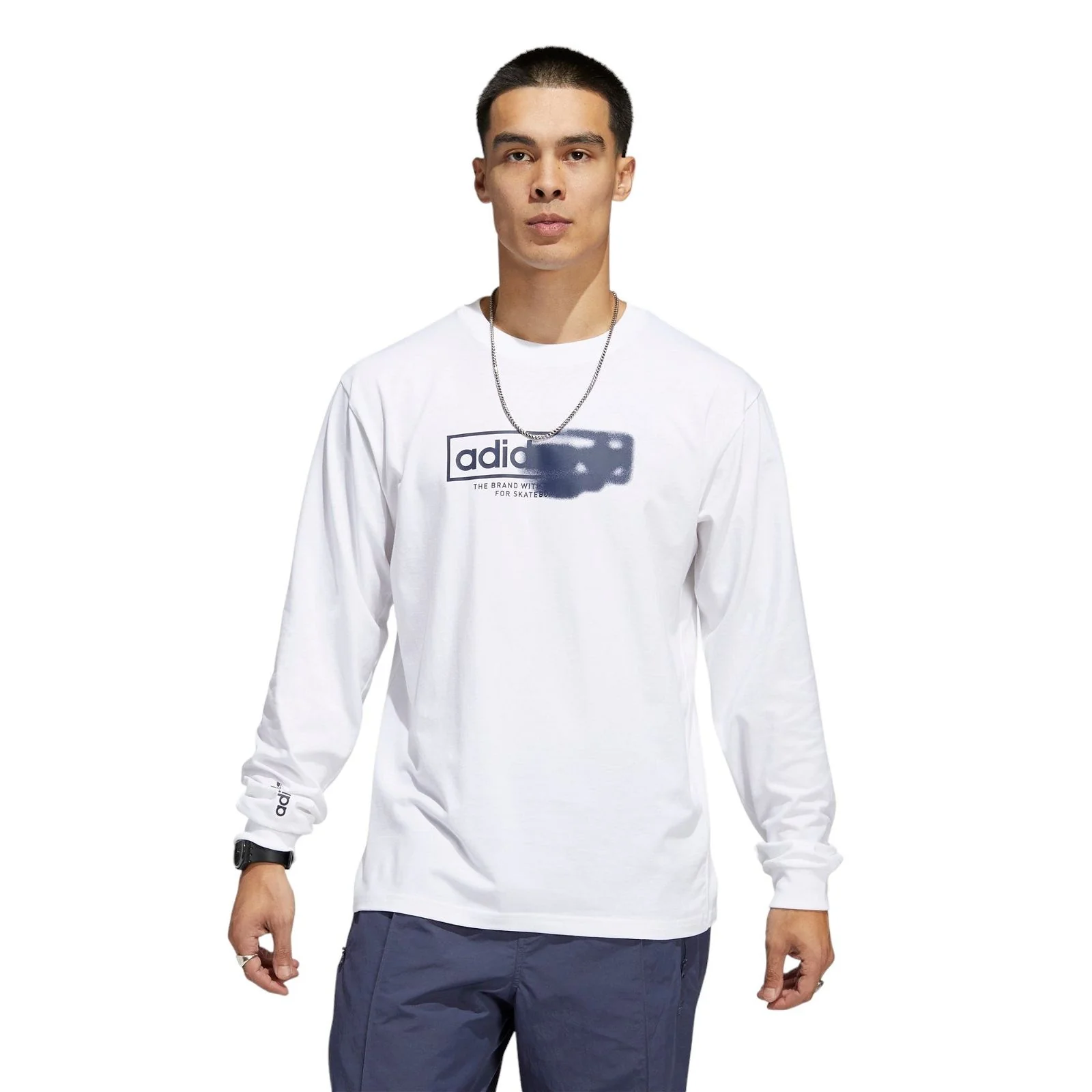 adidas Originals Washed Out 4.0 Logo Long Sleeve T-Shirt - White - Image 5