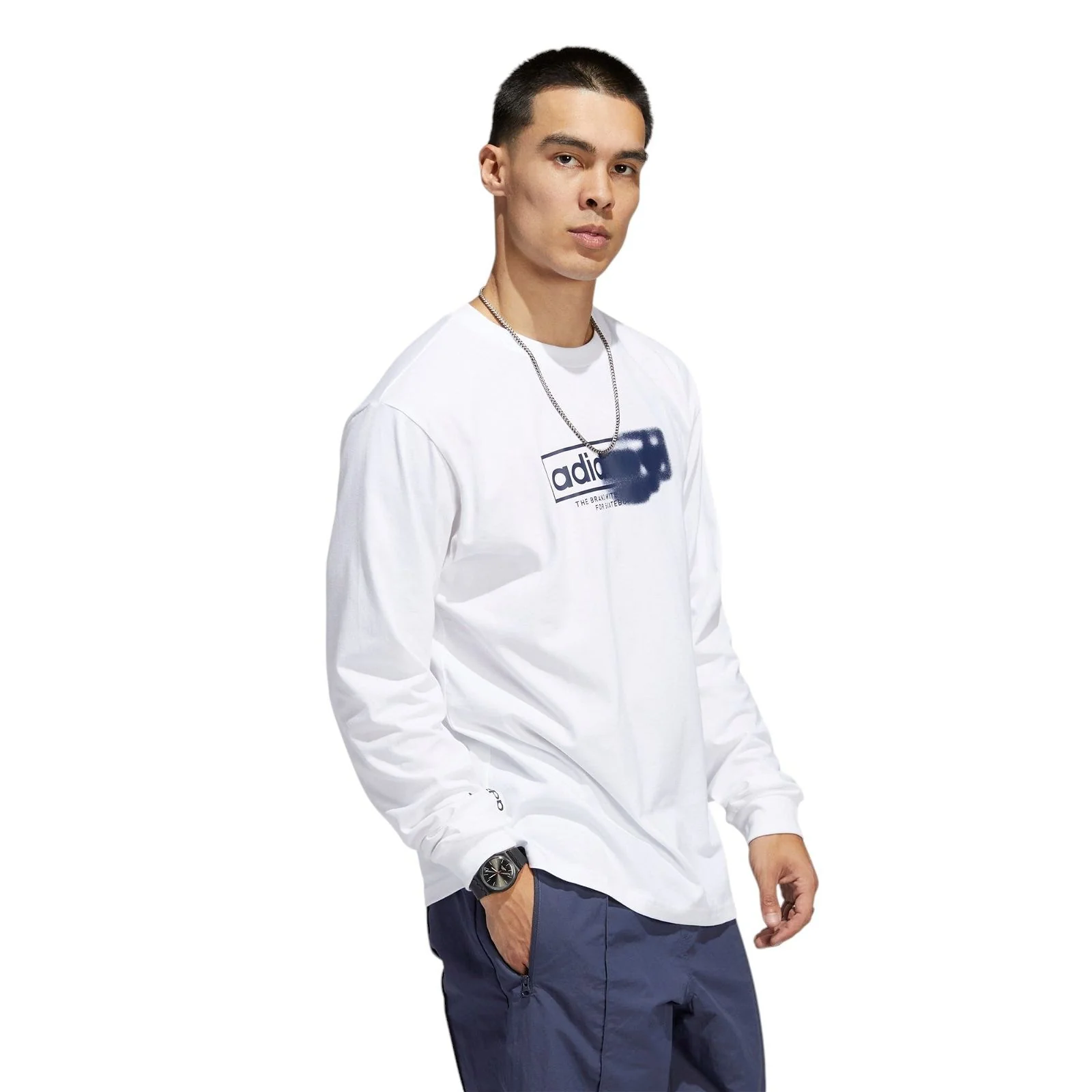 adidas Originals Washed Out 4.0 Logo Long Sleeve T-Shirt - White - Image 9