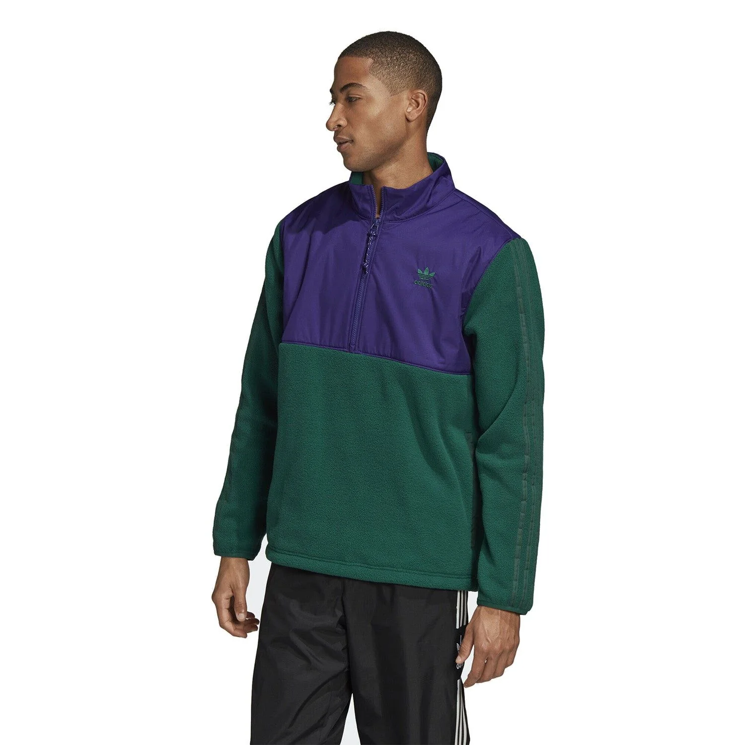 adidas Originals Winterised Half Zip Jacket - Collegiate Green & Purple - Image 3