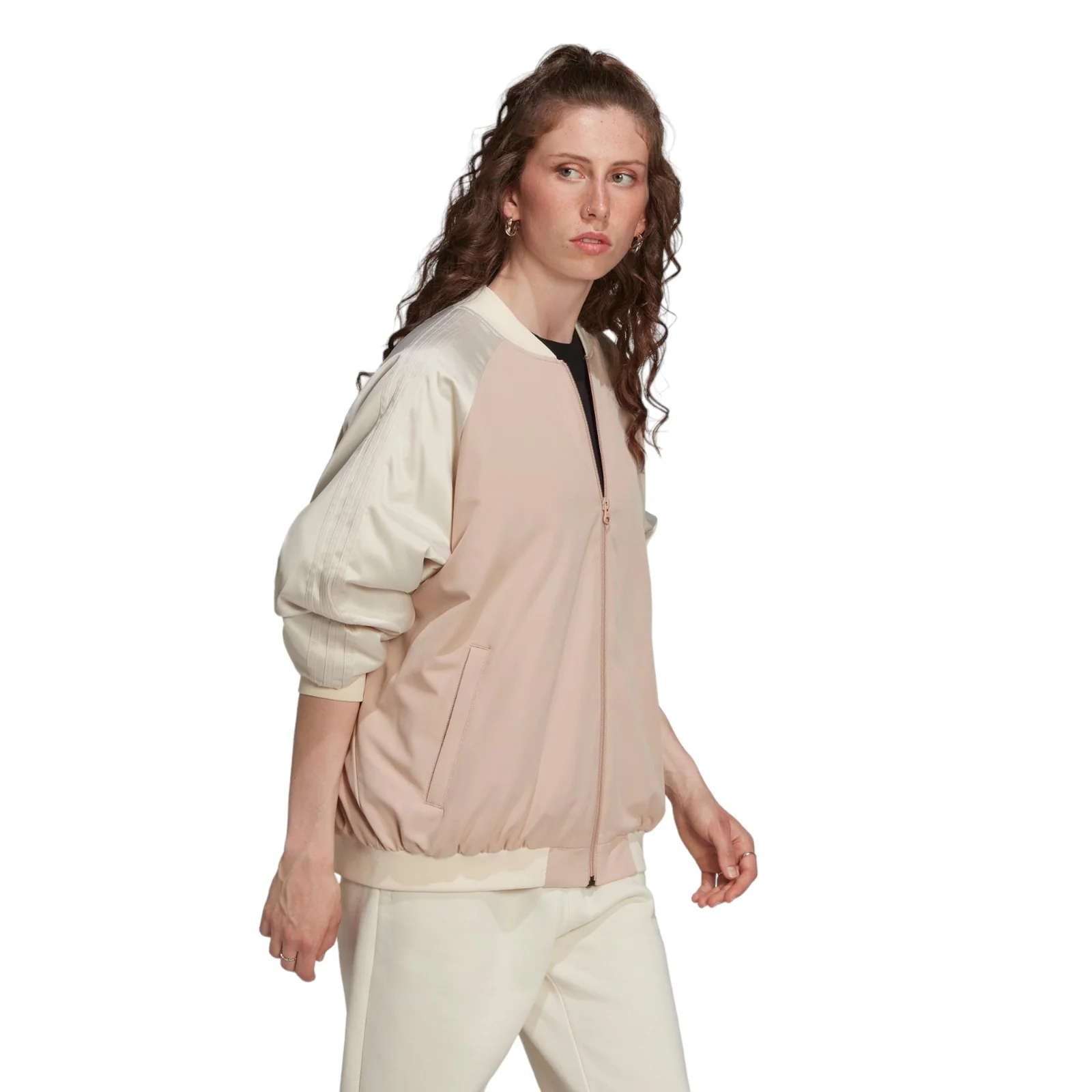 adidas Originals Womens 2000 Luxe Bomber Jacket - Ash Pearl - Image 8