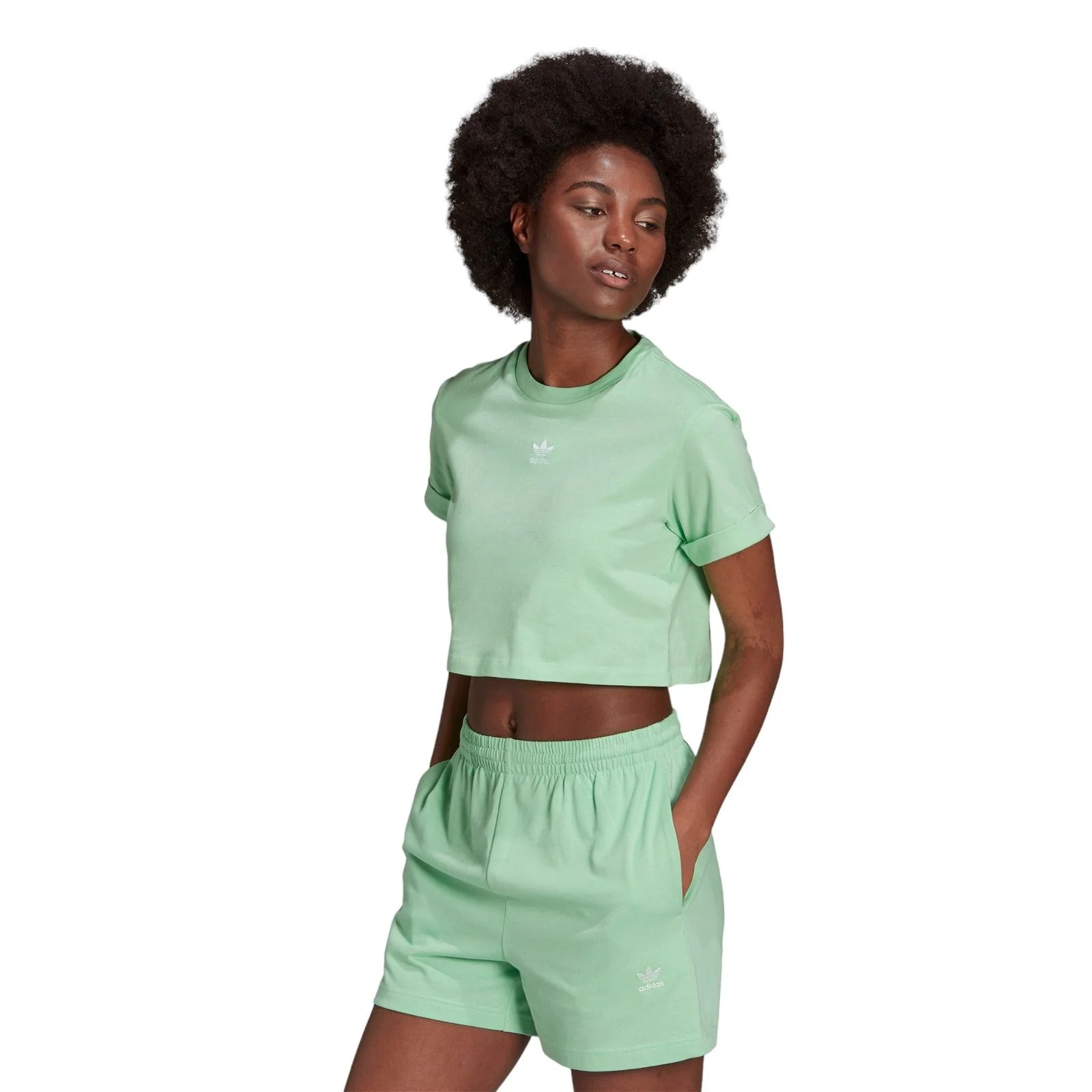 adidas Originals Womens Adicolor Essentials Cropped Tee - Glory Mint