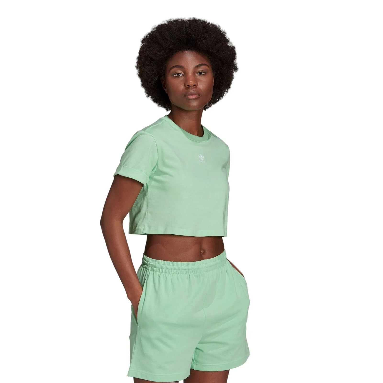 adidas Originals Womens Adicolor Essentials Cropped Tee - Glory Mint - Image 5