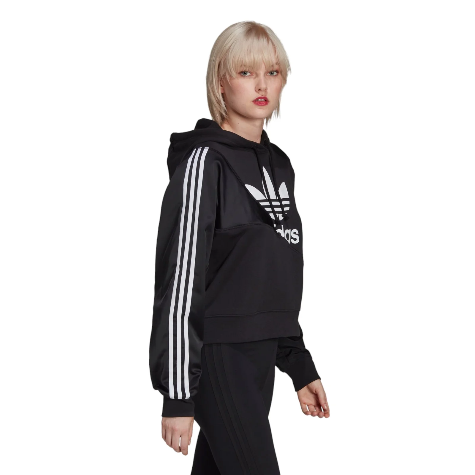 adidas Originals Womens Adicolor Split Trefoil Hoodie - Black - Image 3
