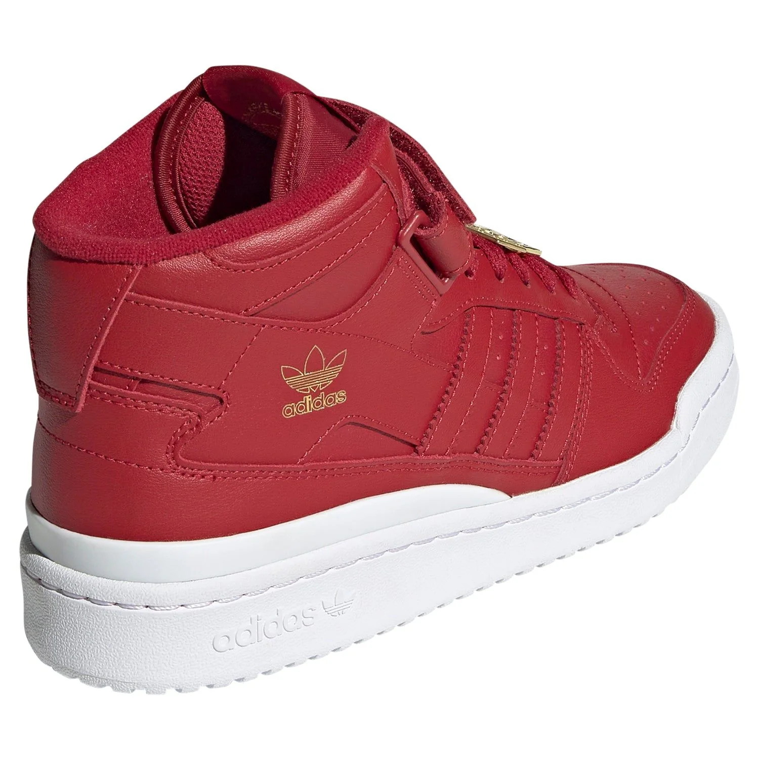 adidas Originals Womens Forum Mid Shoes - Vivid Red / Cloud White / Matte Gold - Image 3