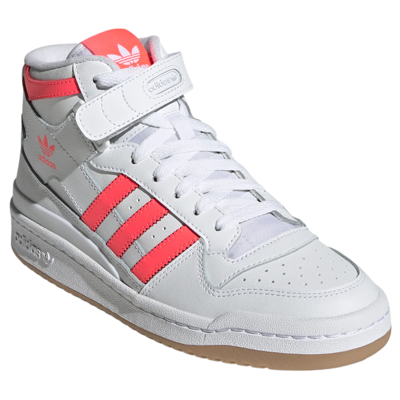 adidas Originals Womens Forum Mid Shoes - White / Turbo Pink - Image 2
