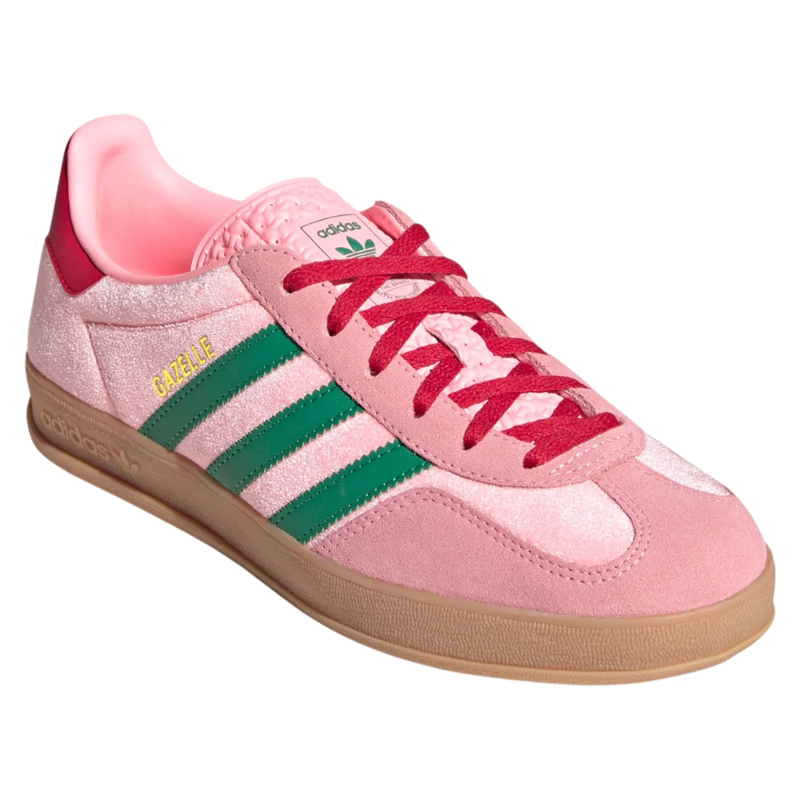 adidas Originals Womens Gazelle Indoor Shoes - Glow Pink / Court Green - Image 2
