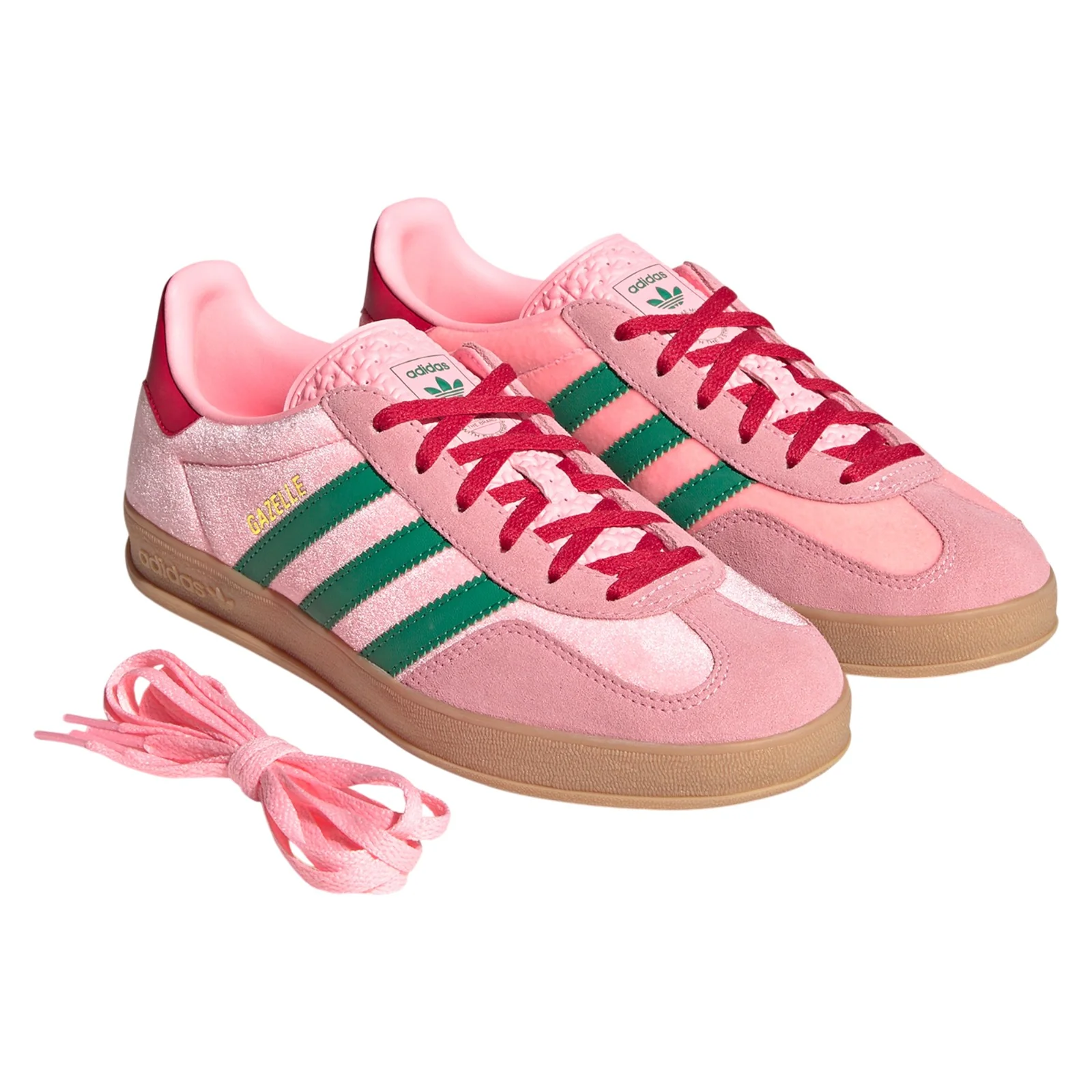 adidas Originals Womens Gazelle Indoor Shoes - Glow Pink / Court Green - Image 4