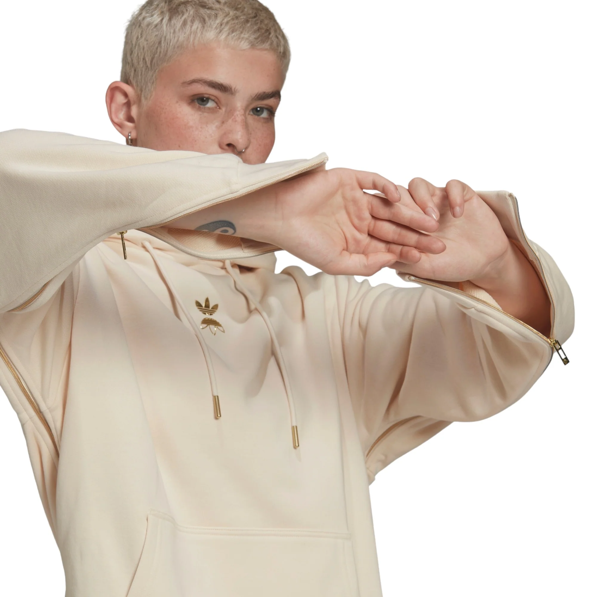 adidas Originals Womens Hoodie - Beige - Image 4